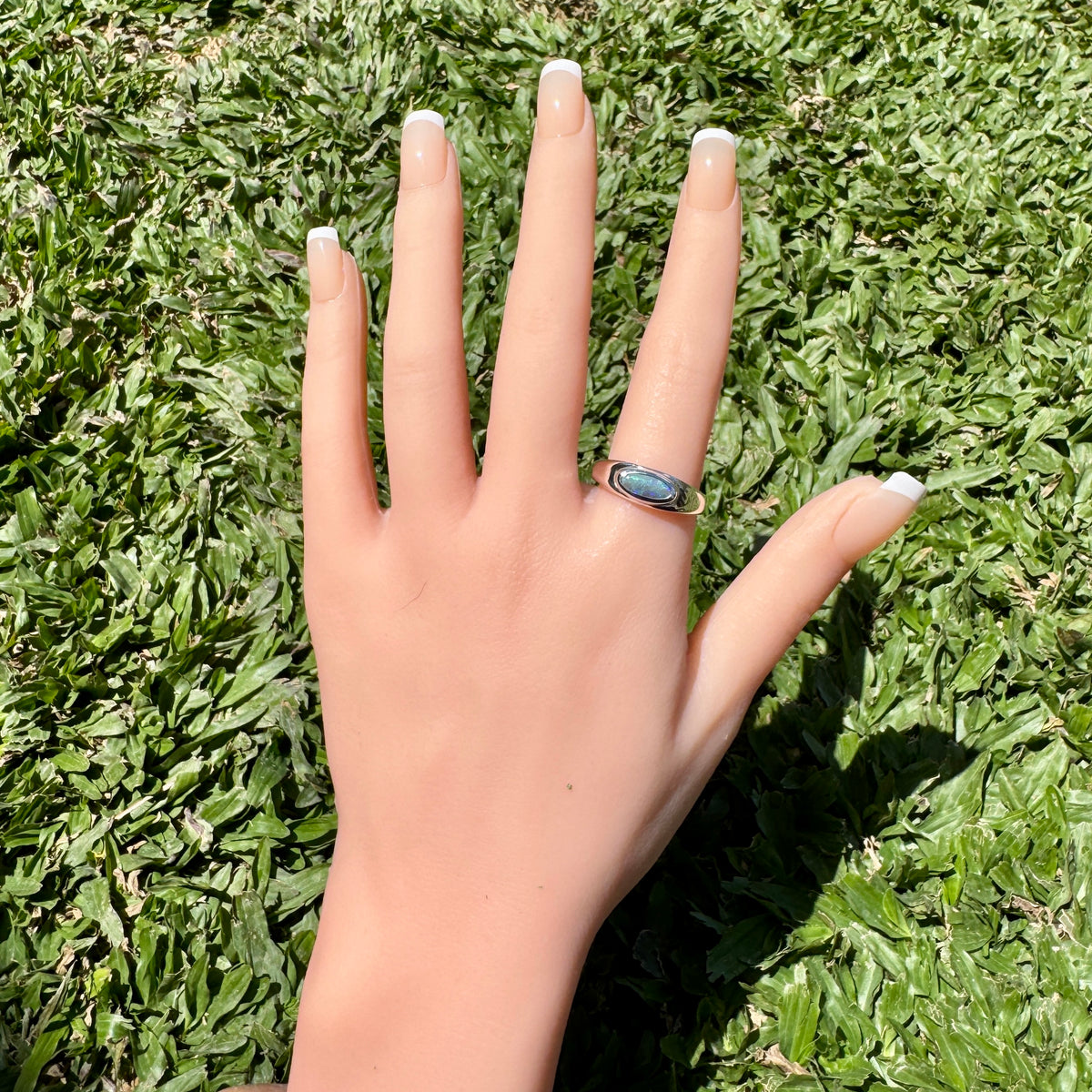 0.83ct Australian Solid Lightning Ridge Opal Silver Ring ~ 'Whitehaven Whisper' | 925 Sterling Silver | Solid Australian Opal