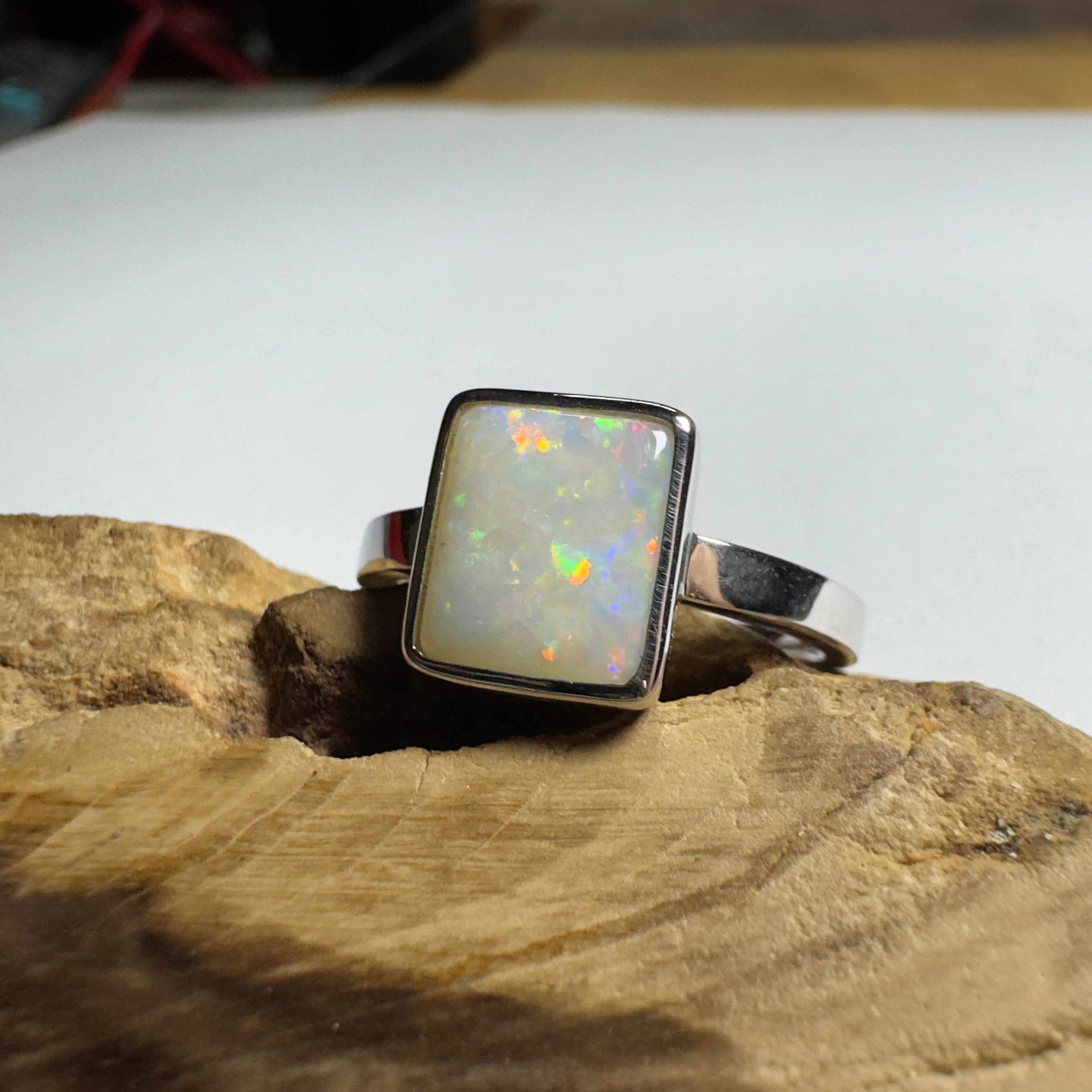 1.7ct Coober Pedy Opal Ring ~ 'Purnululu Prism' | 925 Sterling Silver | Solid Australian Opal