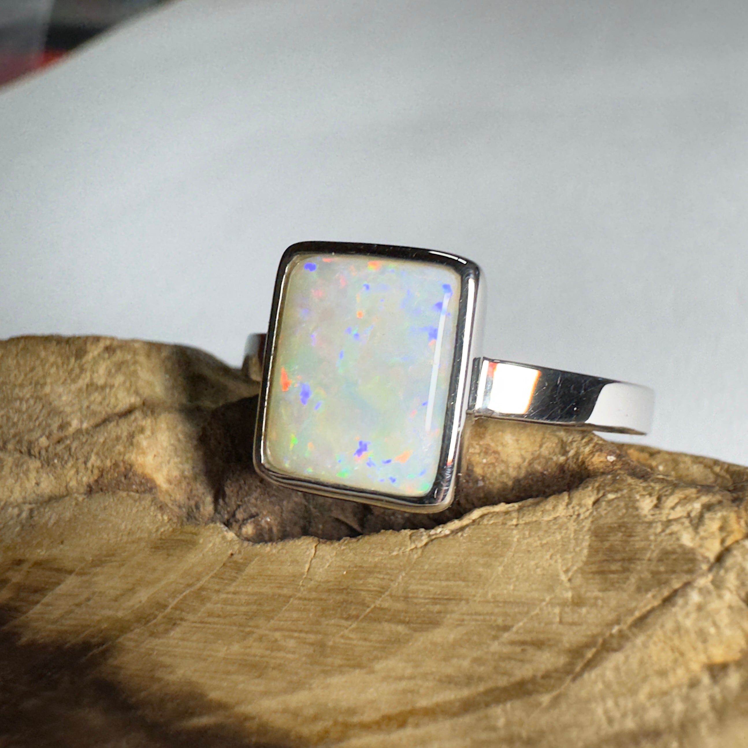 1.7ct Coober Pedy Opal Ring ~ 'Purnululu Prism' | 925 Sterling Silver | Solid Australian Opal