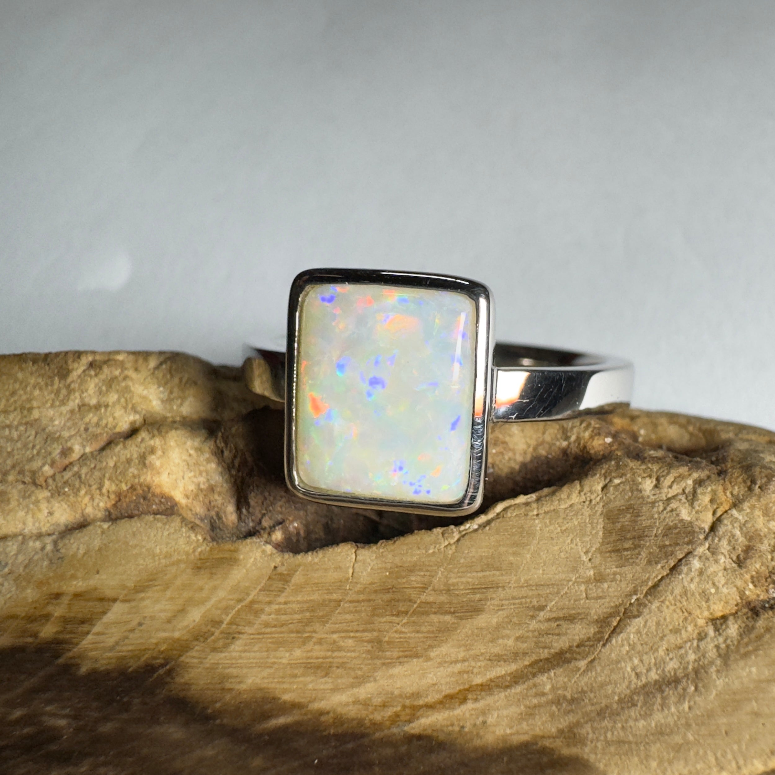 1.7ct Coober Pedy Opal Ring ~ 'Purnululu Prism' | 925 Sterling Silver | Solid Australian Opal