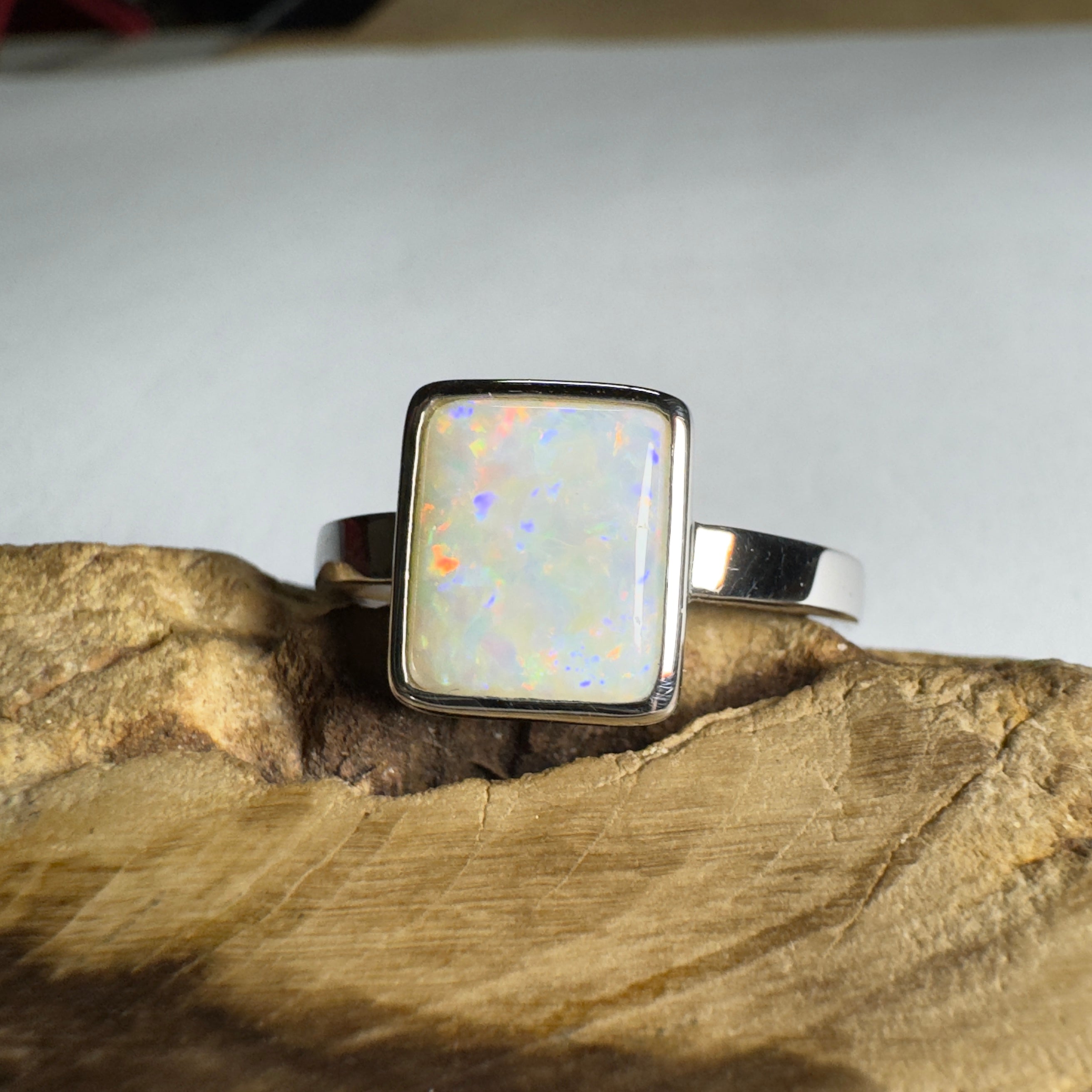 1.7ct Coober Pedy Opal Ring ~ 'Purnululu Prism' | 925 Sterling Silver | Solid Australian Opal