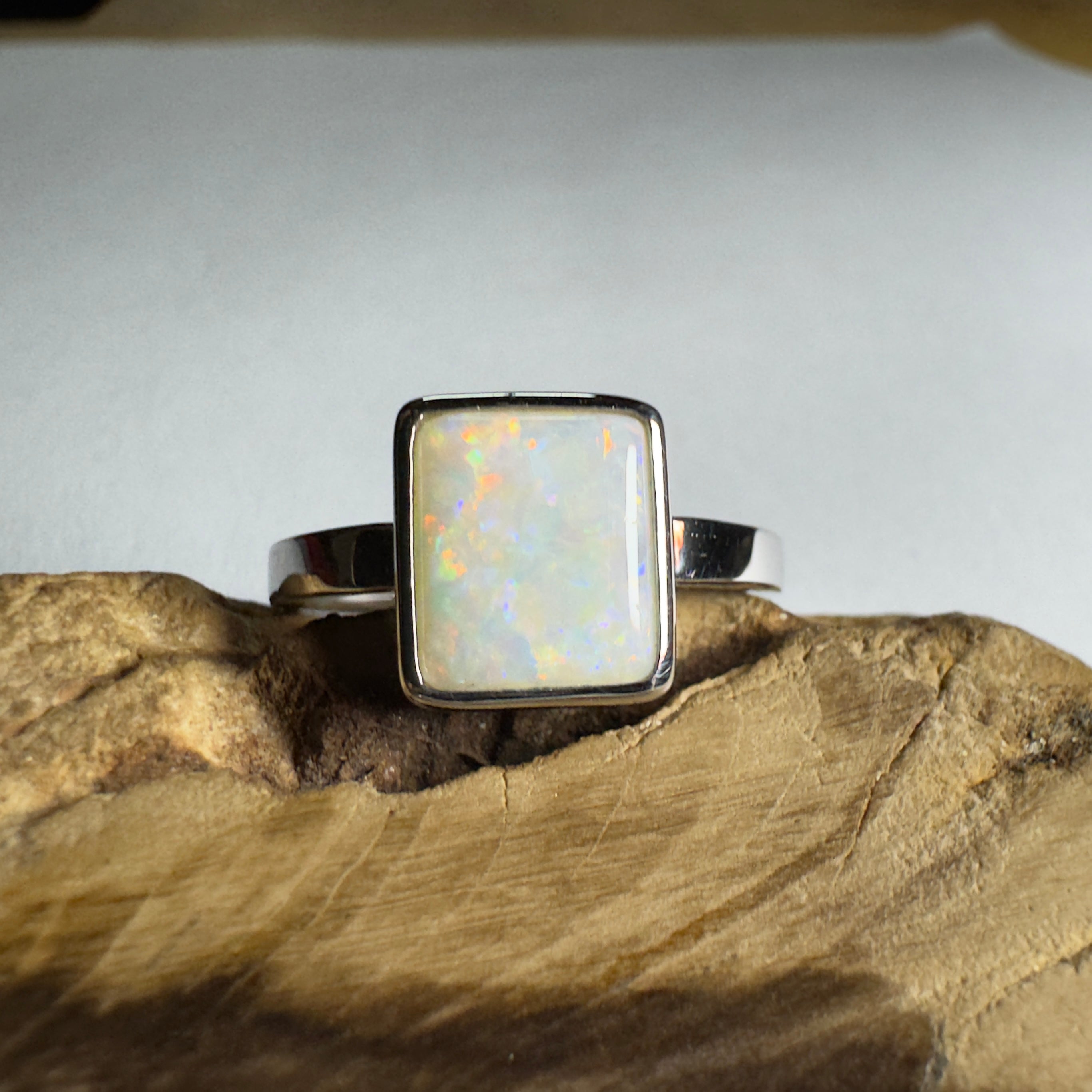 1.7ct Coober Pedy Opal Ring ~ 'Purnululu Prism' | 925 Sterling Silver | Solid Australian Opal