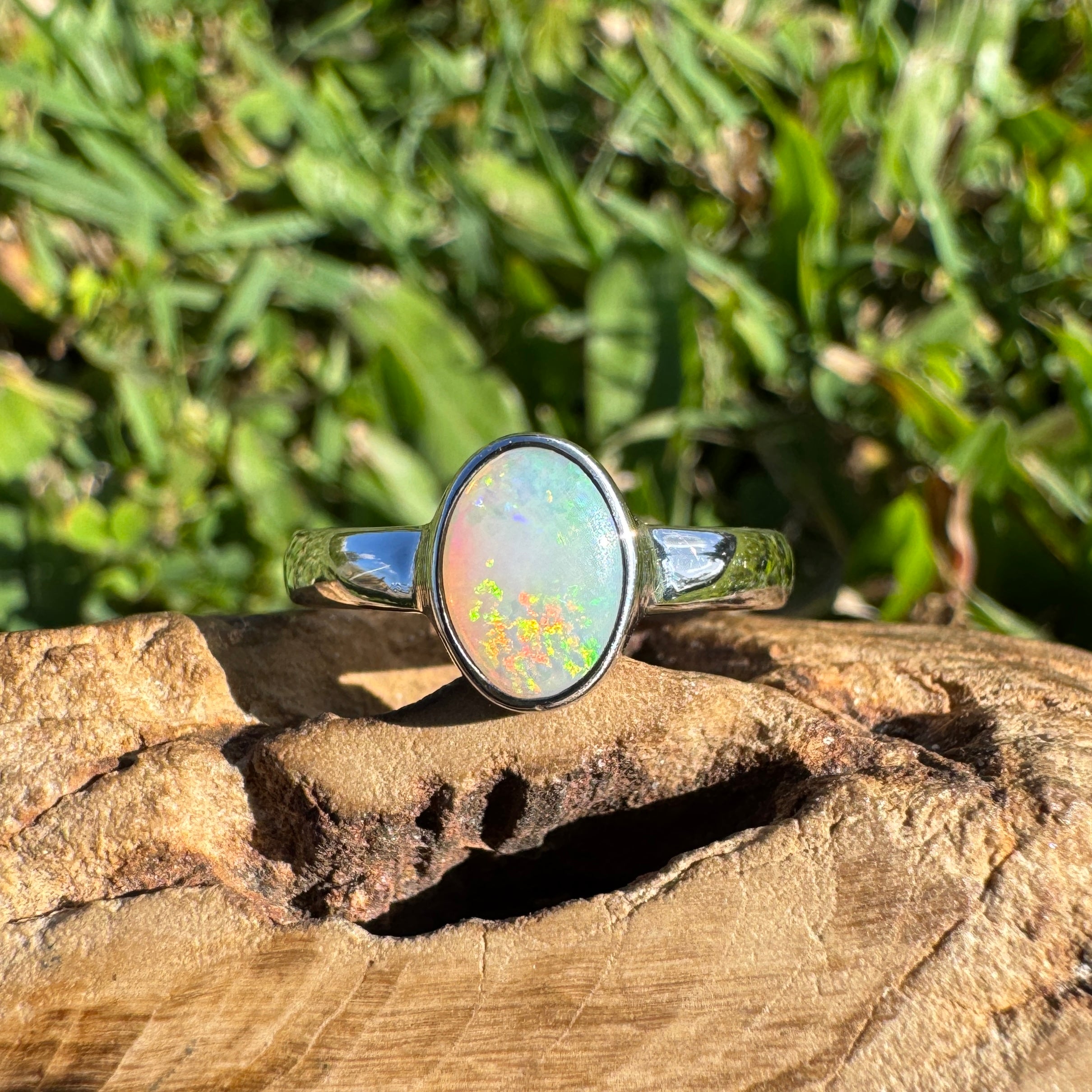 1.2ct Lightning Ridge Opal Ring ~ 'Kakadu Flare' | 925 Sterling Silver | Solid Australian Opal