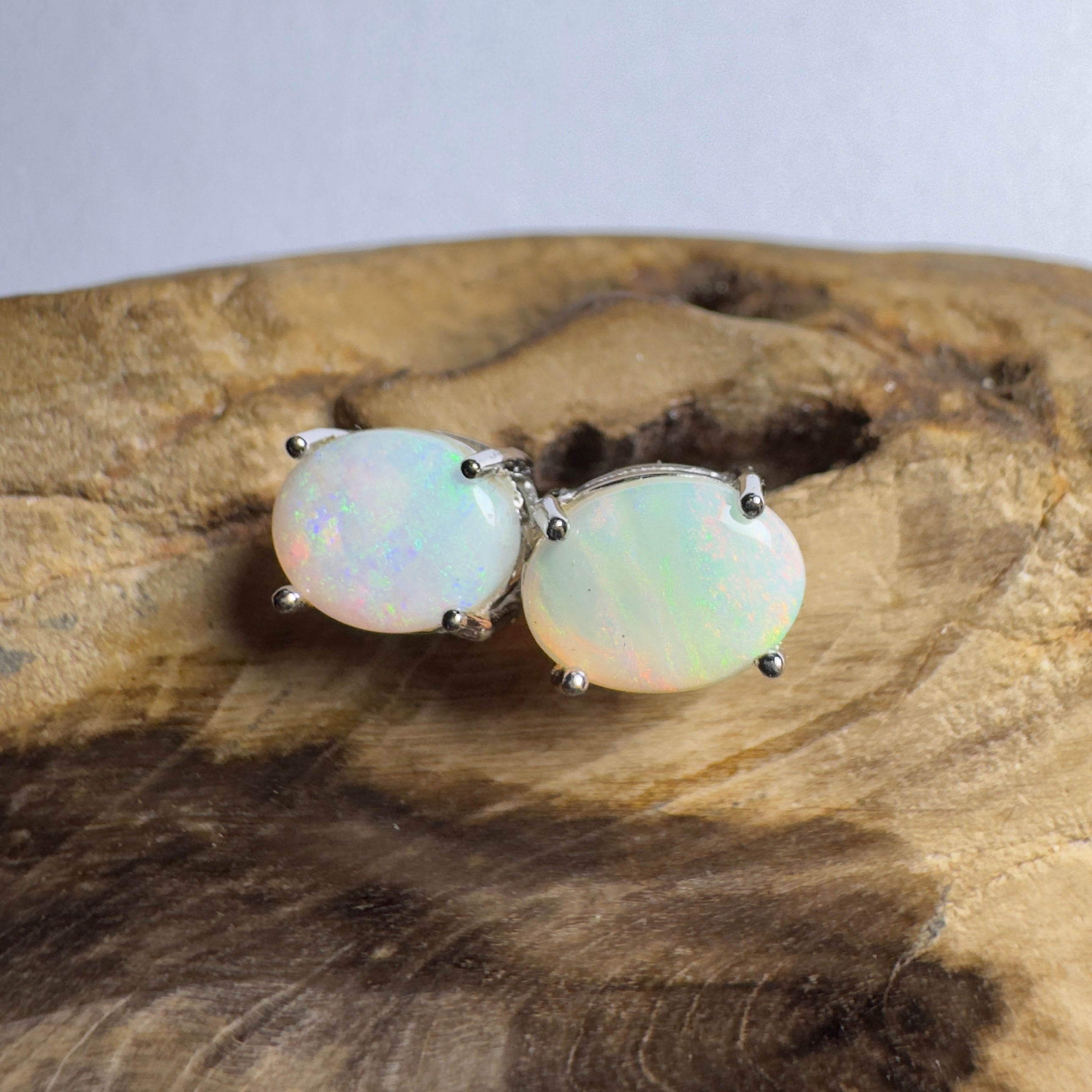 Port Phillip Pulse ~ 1.8ct Coober Pedy Opal Sterling Silver Earrings
