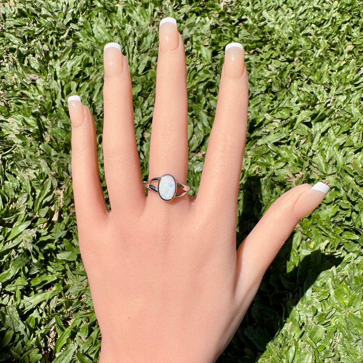 1.8ct Coober Pedy Opal Ring ~ 'Red Centre Halo' | 925 Sterling Silver | Solid Australian Opal