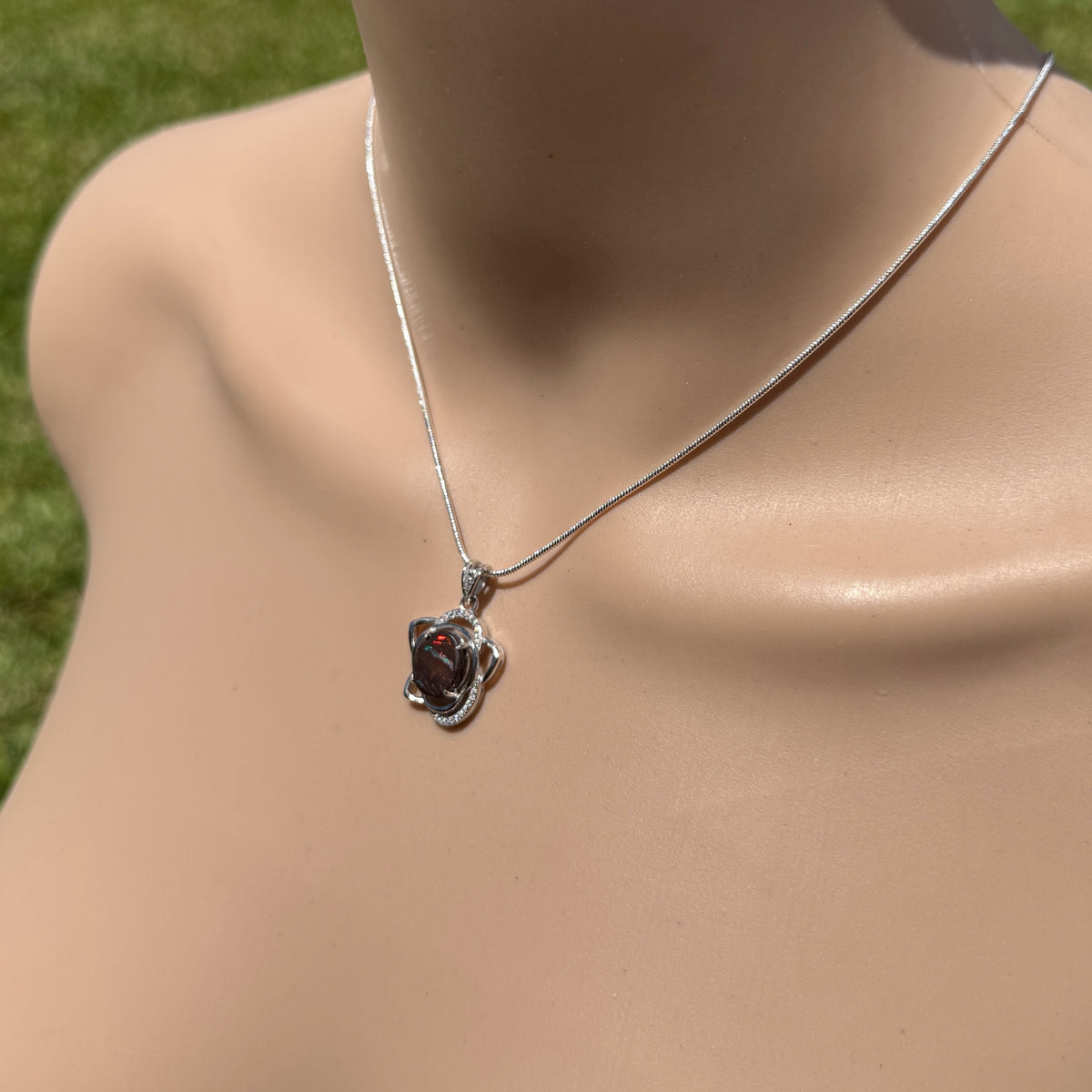 7.6ct Queensland Opal Pendant Necklace ~ 'Blue Mountains Sunset' | 925 Sterling Silver | Solid Australian Opal