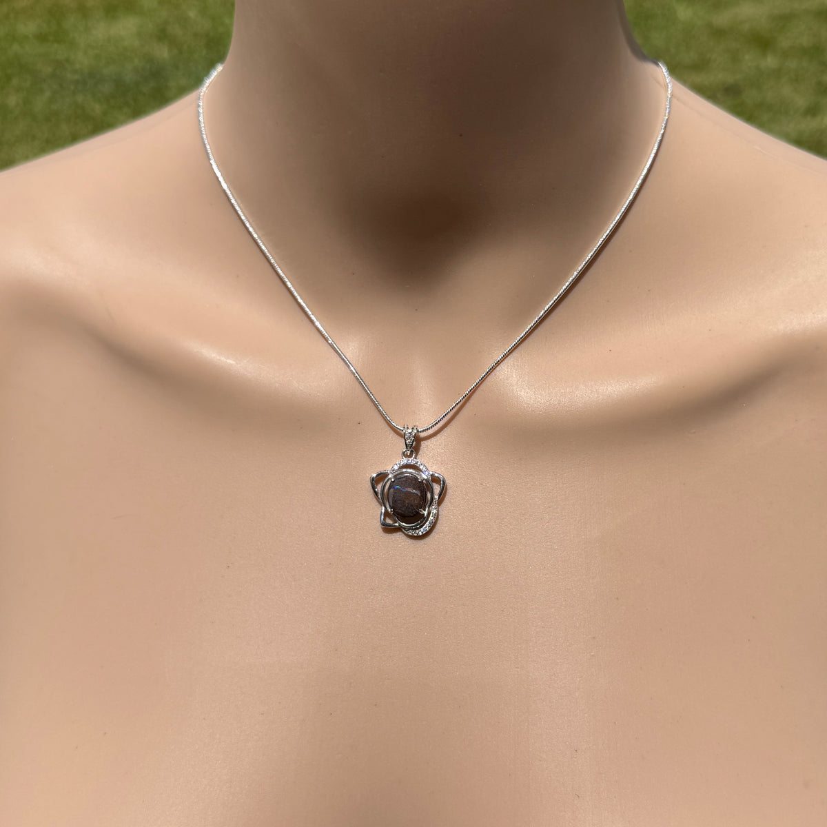 7.6ct Queensland Opal Pendant Necklace ~ 'Blue Mountains Sunset' | 925 Sterling Silver | Solid Australian Opal
