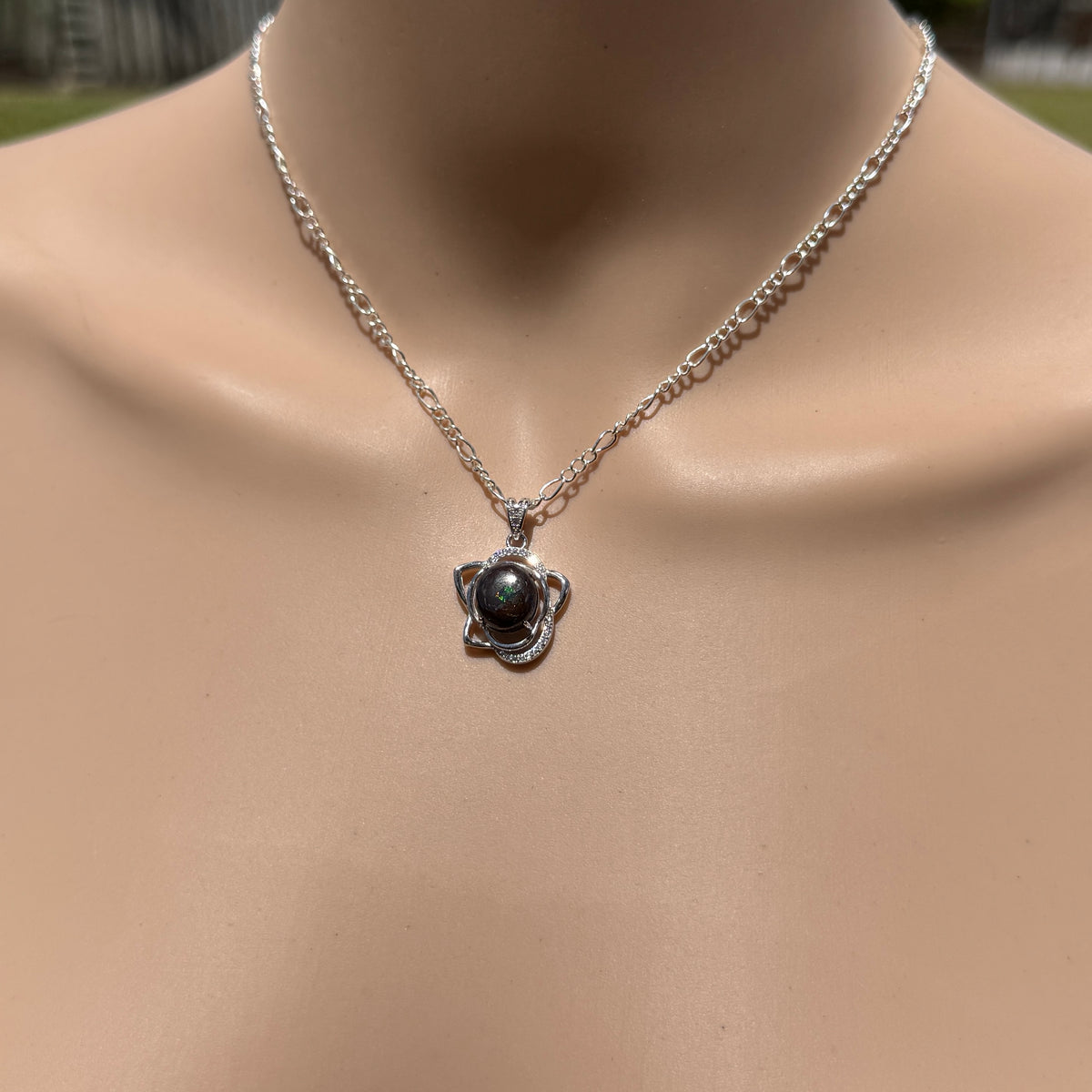 1.8ct Queensland Opal Pendant Necklace ~ 'Cape Otway Fire' | 925 Sterling Silver | Solid Australian Opal