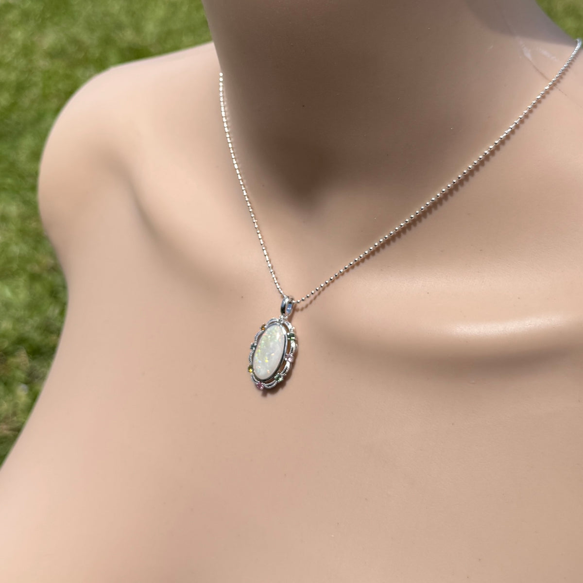 3.4ct Coober Pedy Opal Pendant Necklace ~ 'Fitzgerald Coast Glow' | 925 Sterling Silver | Solid Australian Opal