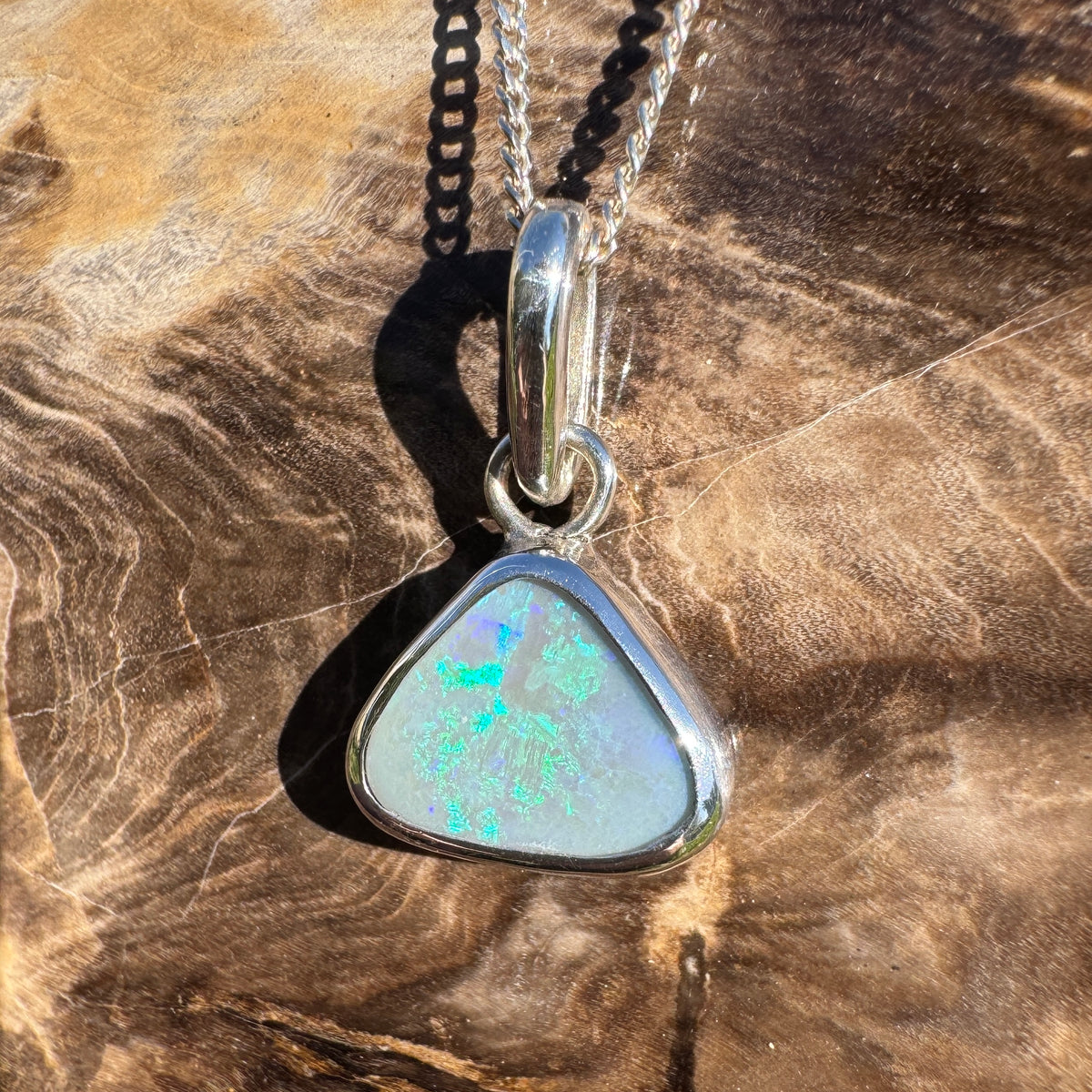 2.3ct Lightning Ridge Opal Pendant Necklace ~ 'Bingil Bay Teal' | 925 Sterling Silver | Solid Australian Opal