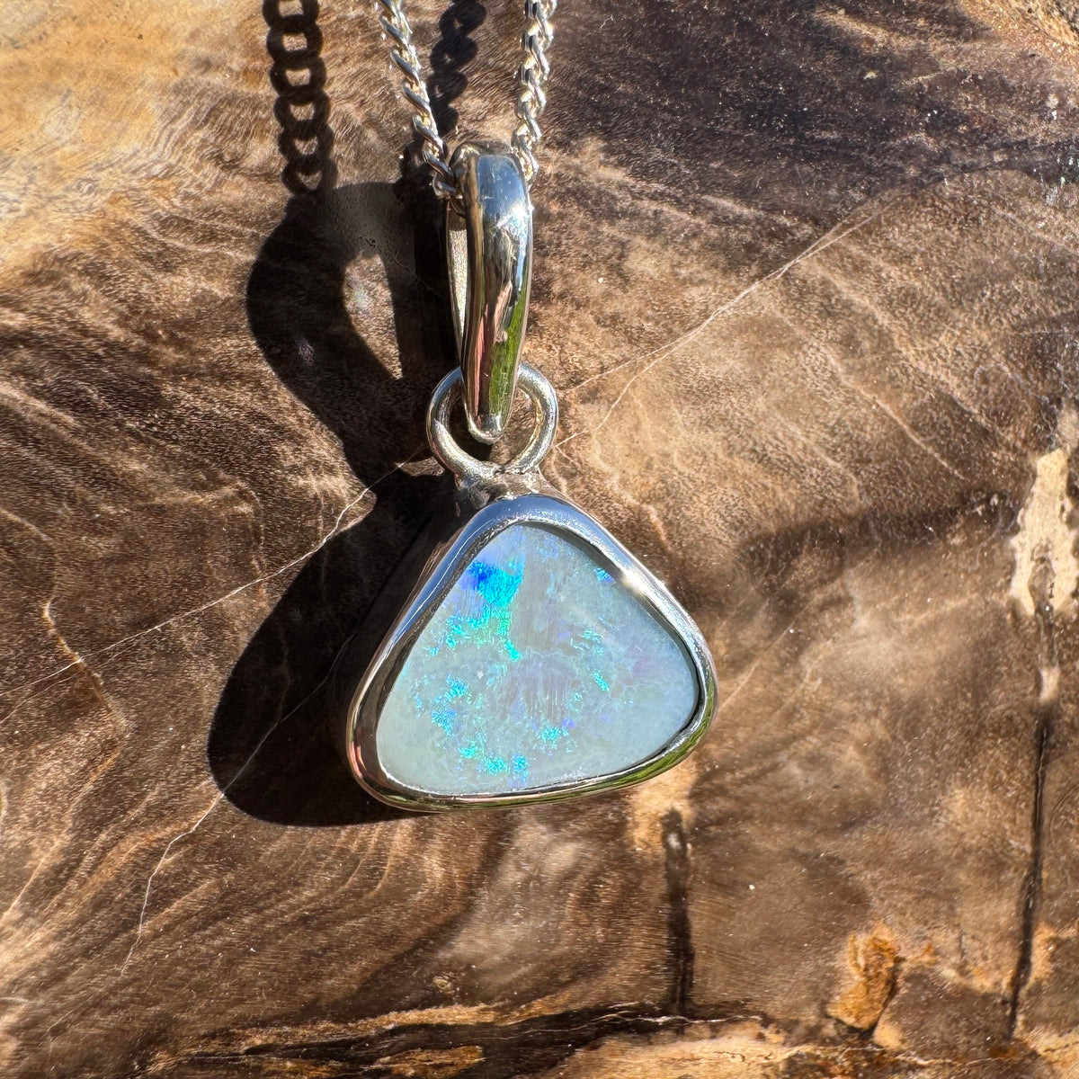 2.3ct Lightning Ridge Opal Pendant Necklace ~ 'Bingil Bay Teal' | 925 Sterling Silver | Solid Australian Opal