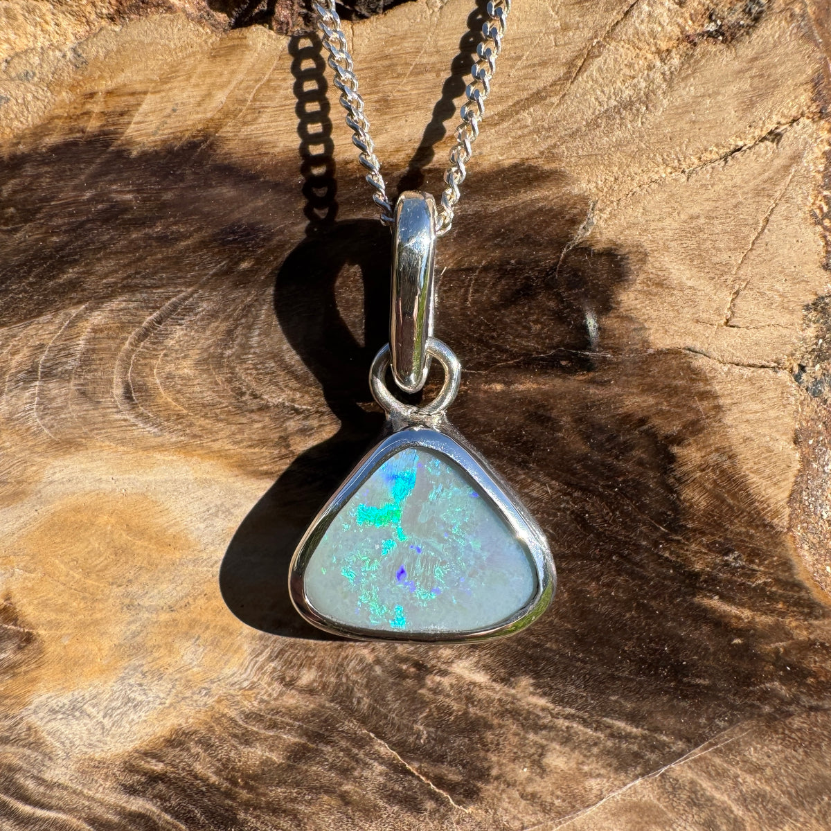 2.3ct Lightning Ridge Opal Pendant Necklace ~ 'Bingil Bay Teal' | 925 Sterling Silver | Solid Australian Opal