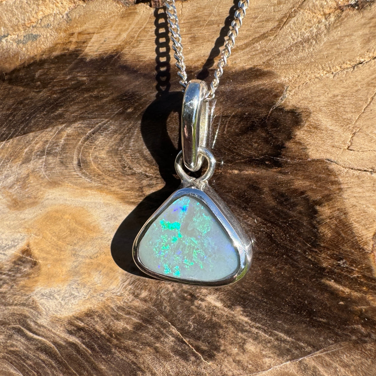 2.3ct Lightning Ridge Opal Pendant Necklace ~ 'Bingil Bay Teal' | 925 Sterling Silver | Solid Australian Opal