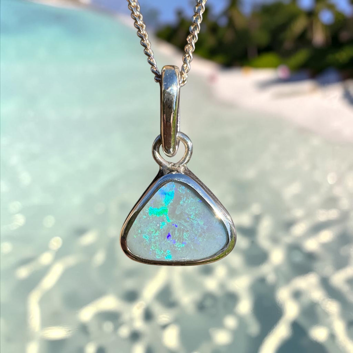 2.3ct Lightning Ridge Opal Pendant Necklace ~ 'Bingil Bay Teal' | 925 Sterling Silver | Solid Australian Opal