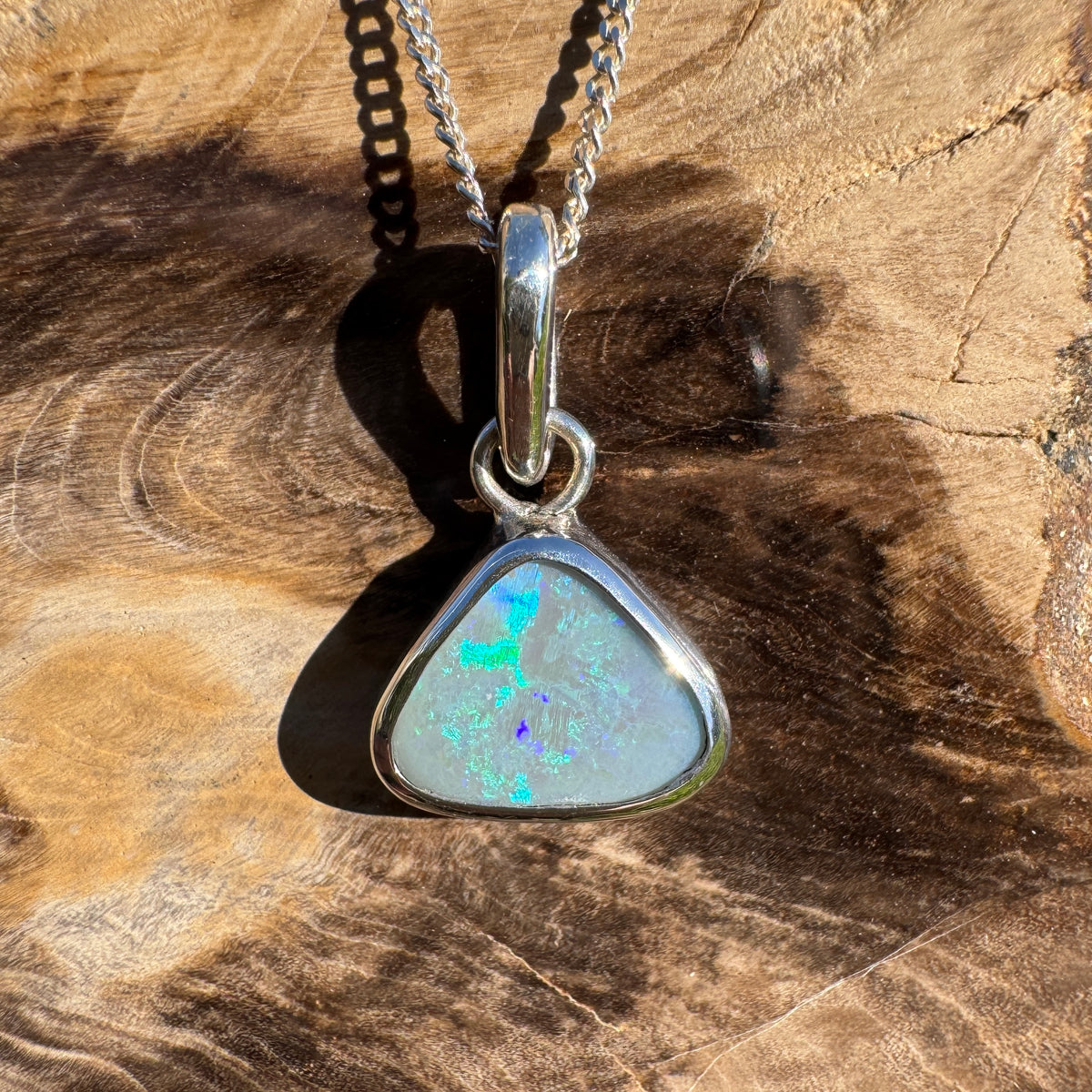 2.3ct Lightning Ridge Opal Pendant Necklace ~ 'Bingil Bay Teal' | 925 Sterling Silver | Solid Australian Opal
