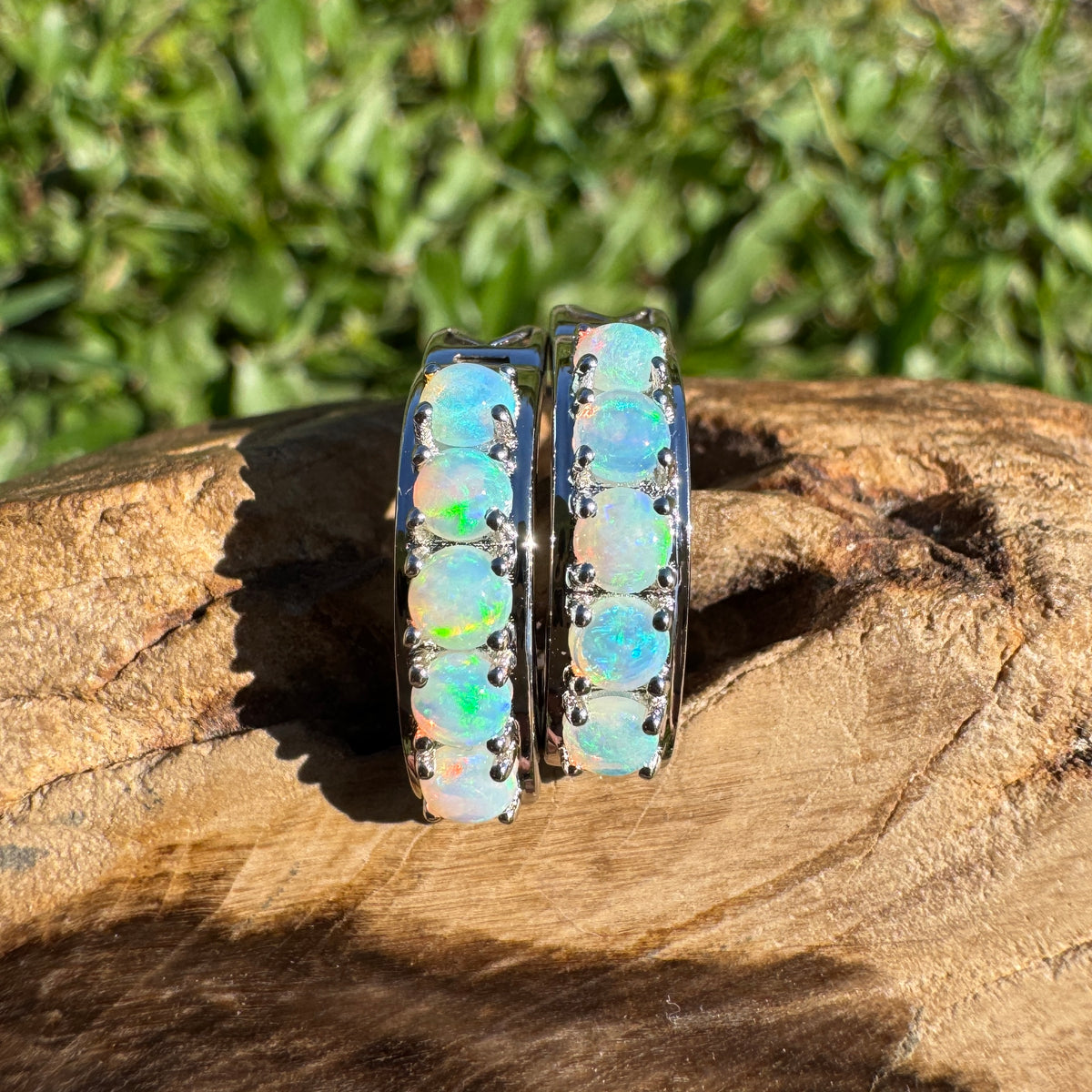 1.5ct Lightning Ridge Crystal Opal Huggie Earrings ~ 'Cape Woolamai Pebbles' | 925 Sterling Silver | Solid Australian Opal