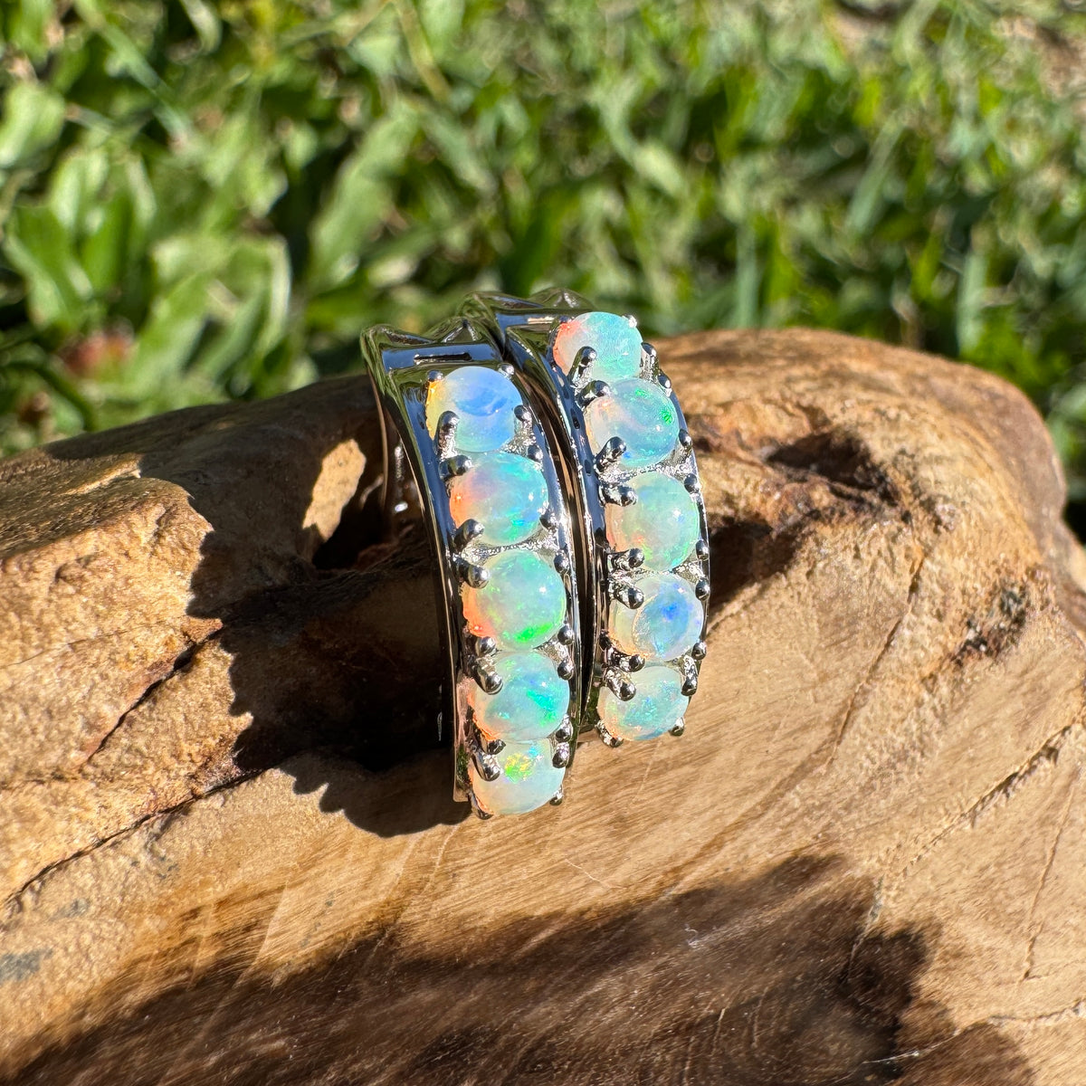 1.5ct Lightning Ridge Crystal Opal Huggie Earrings ~ 'Cape Woolamai Pebbles' | 925 Sterling Silver | Solid Australian Opal