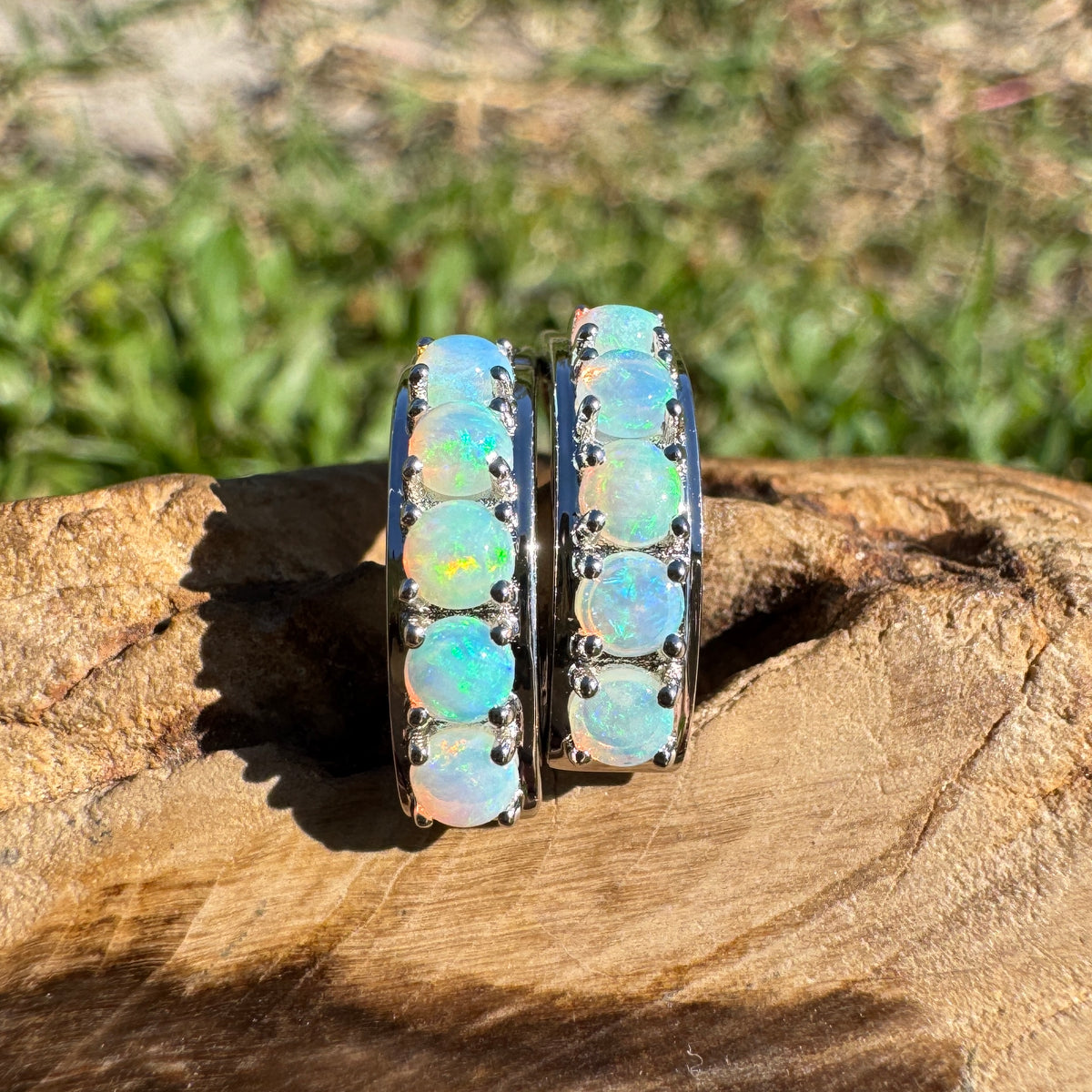 1.5ct Lightning Ridge Crystal Opal Huggie Earrings ~ 'Cape Woolamai Pebbles' | 925 Sterling Silver | Solid Australian Opal