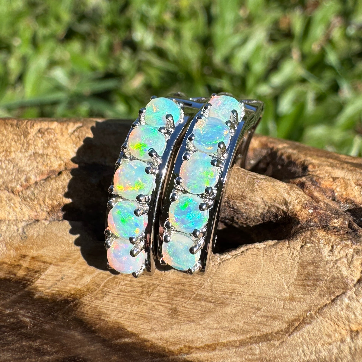 1.5ct Lightning Ridge Crystal Opal Huggie Earrings ~ 'Cape Woolamai Pebbles' | 925 Sterling Silver | Solid Australian Opal