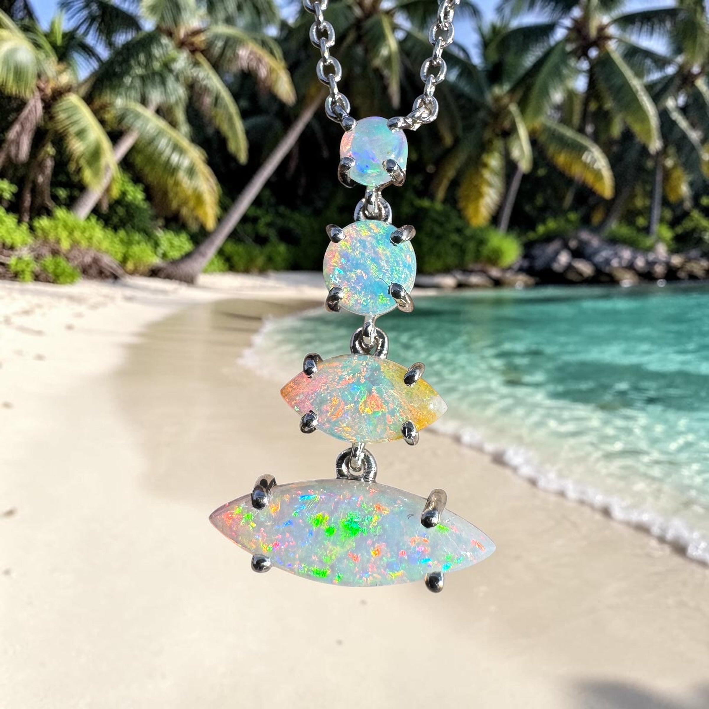 3ct Coober Pedy Opal Pendant Necklace ~ 'Arckaringa Rainbow' | 925 Sterling Silver | Solid Australian Opal