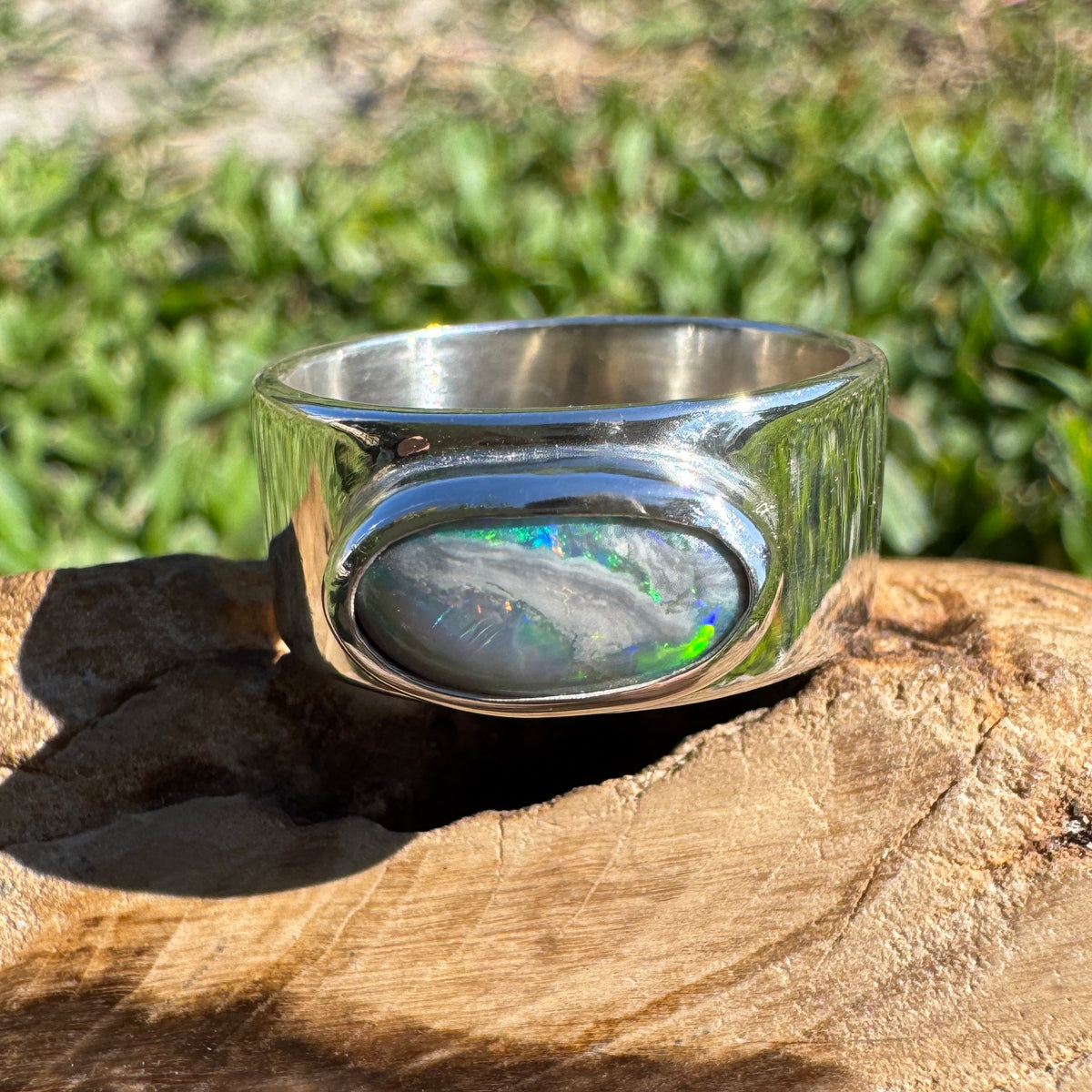 1.8ct Lightning Ridge Semi Black Opal Ring ~ 'Geikie Gorge Twilight' | 925 Sterling Silver | Solid Australian Opal