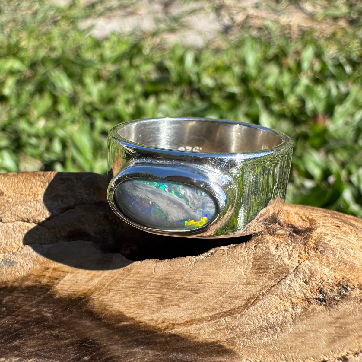 1.8ct Lightning Ridge Semi Black Opal Ring ~ 'Geikie Gorge Twilight' | 925 Sterling Silver | Solid Australian Opal