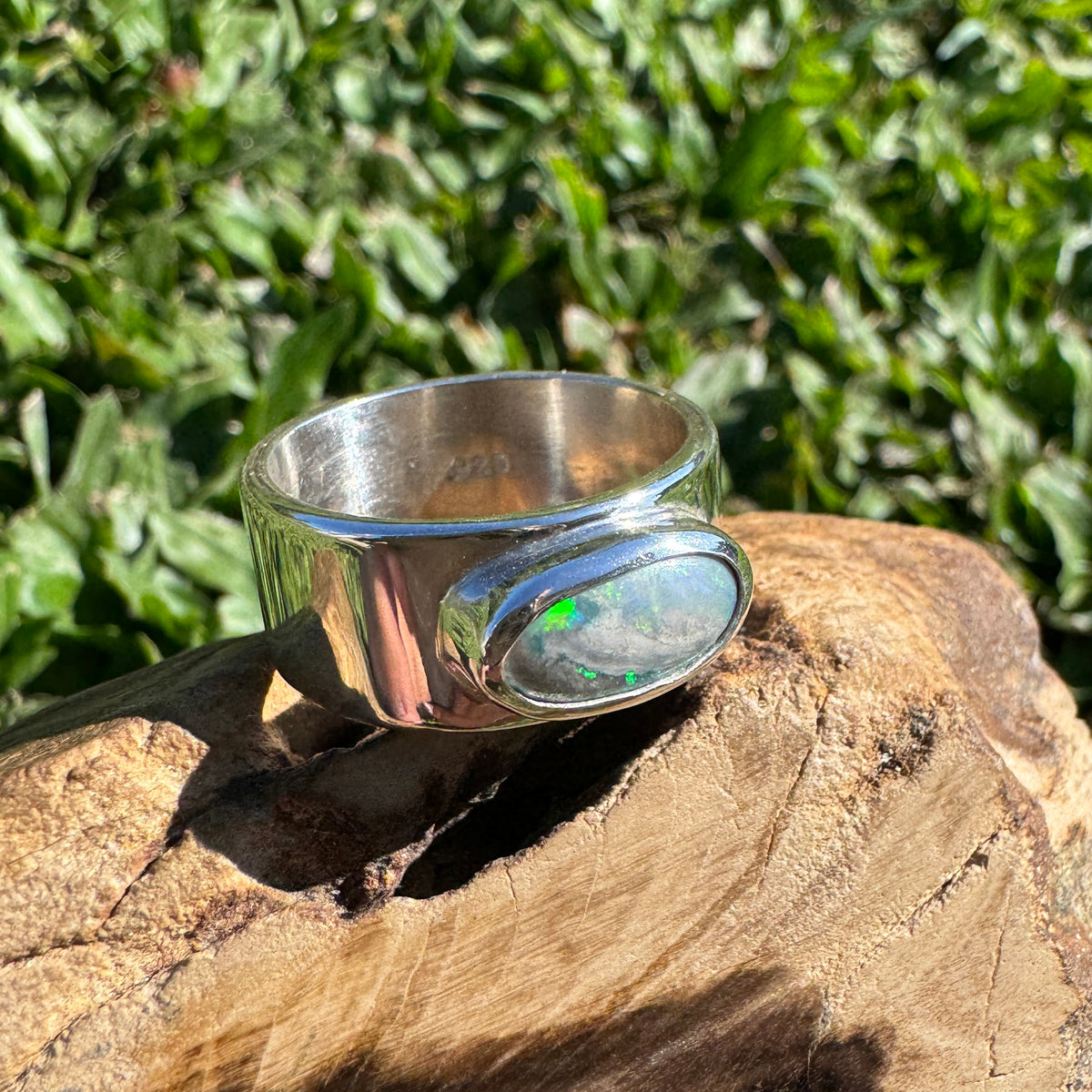 1.8ct Lightning Ridge Semi Black Opal Ring ~ 'Geikie Gorge Twilight' | 925 Sterling Silver | Solid Australian Opal
