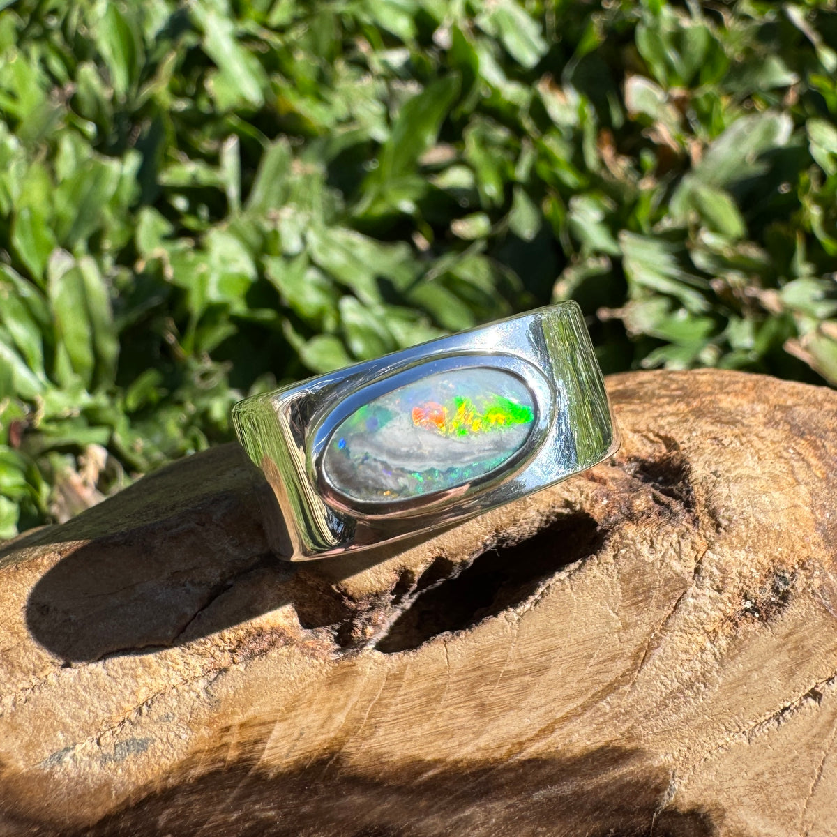1.8ct Lightning Ridge Semi Black Opal Ring ~ 'Geikie Gorge Twilight' | 925 Sterling Silver | Solid Australian Opal
