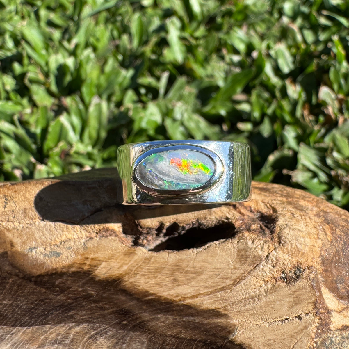 1.8ct Lightning Ridge Semi Black Opal Ring ~ 'Geikie Gorge Twilight' | 925 Sterling Silver | Solid Australian Opal
