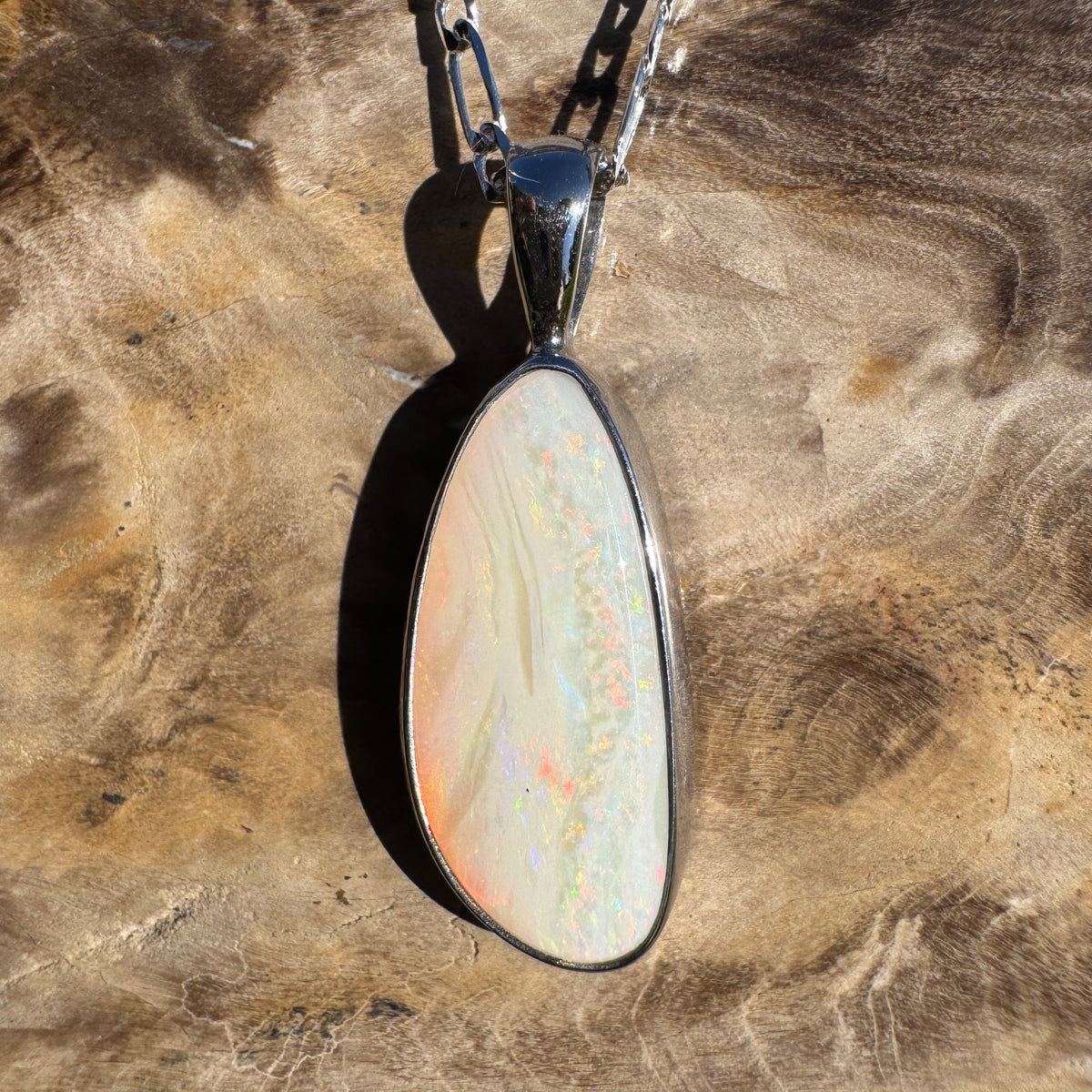 4.2ct Coober Pedy Opal Pendant Necklace ~ 'Painted Cliffs Palette' | 925 Sterling Silver | Solid Australian Opal