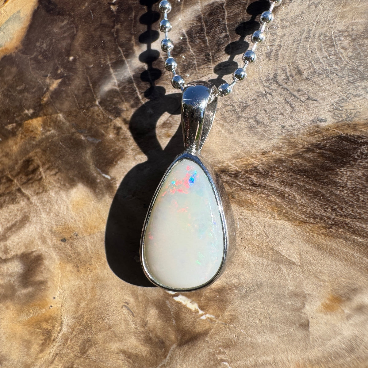 1.7ct Coober Pedy Opal Pendant Necklace ~ 'Baird Bay Coral' | 925 Sterling Silver | Solid Australian Opal