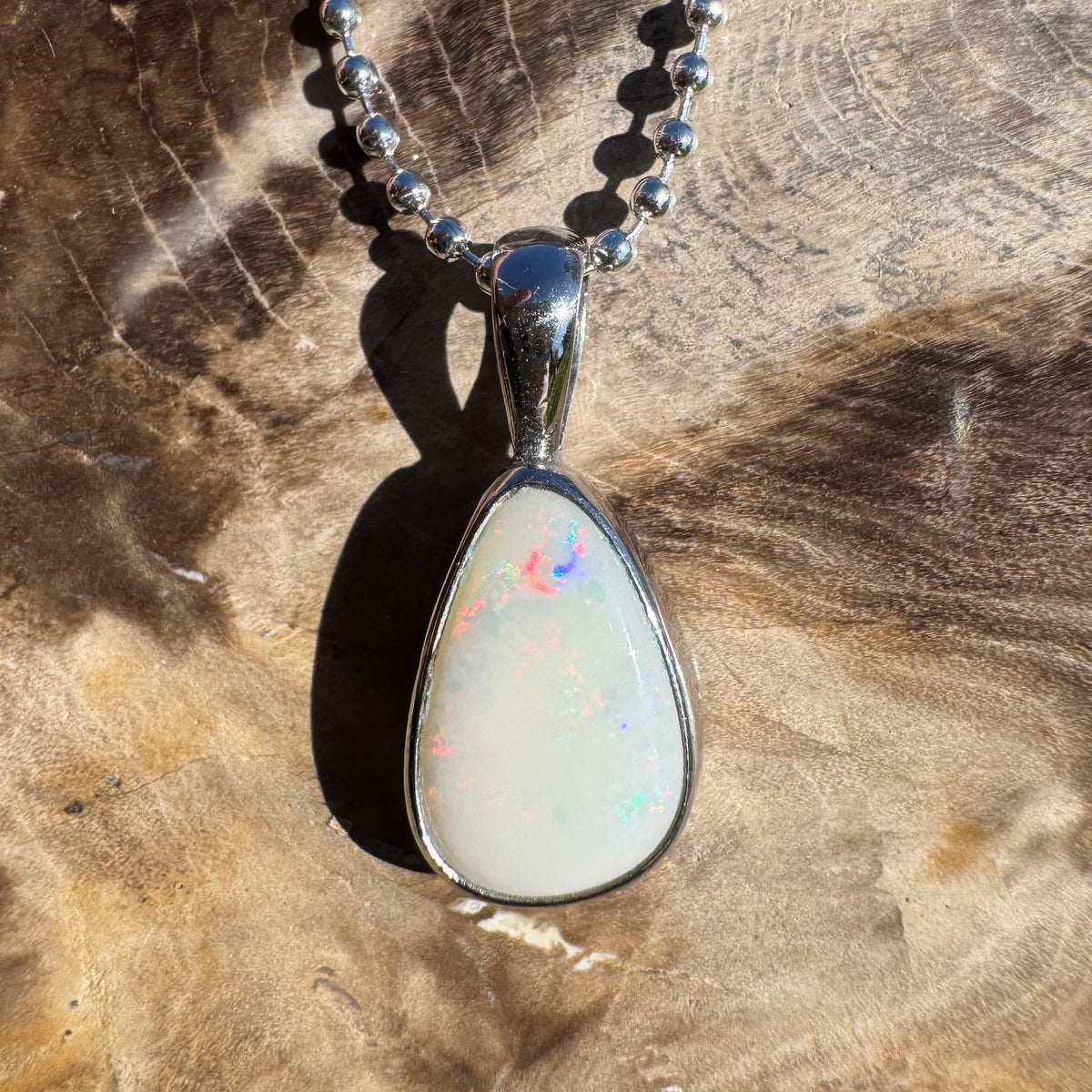 1.7ct Coober Pedy Opal Pendant Necklace ~ 'Baird Bay Coral' | 925 Sterling Silver | Solid Australian Opal
