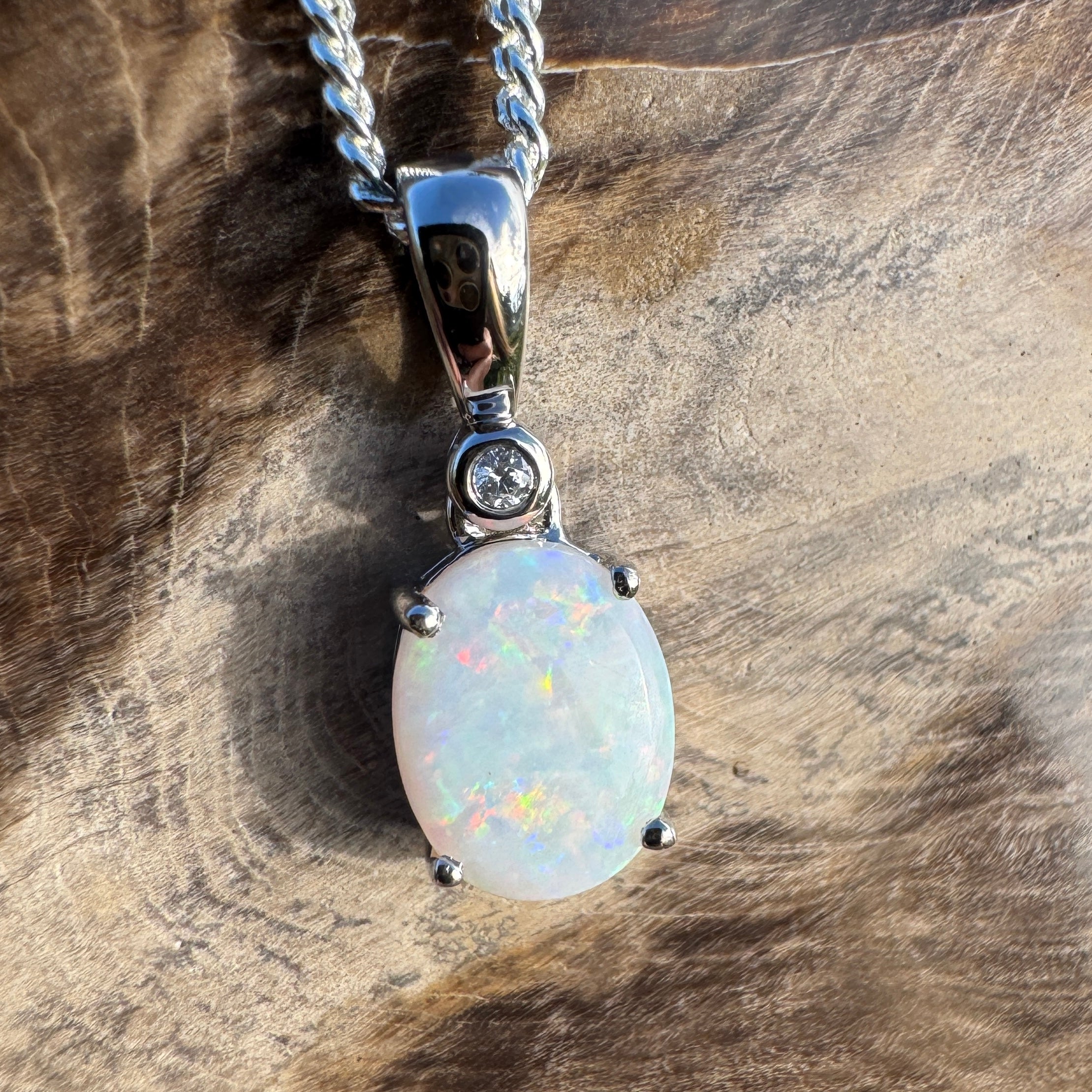 1.2ct Coober Pedy Opal Pendant Necklace ~ 'Marree Mirage' | 925 Sterling Silver | Solid Australian Opal