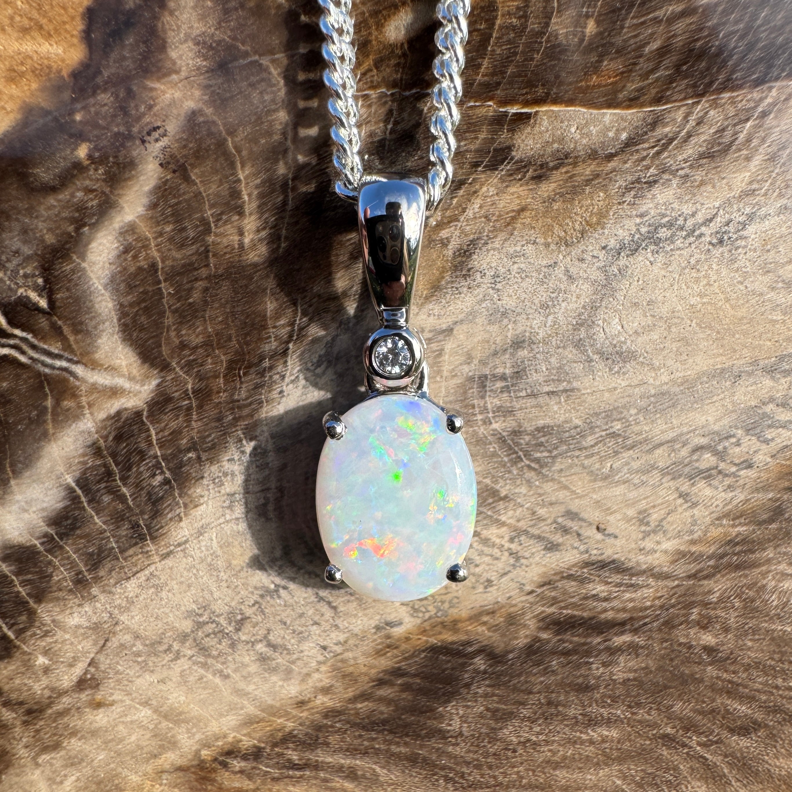 1.2ct Coober Pedy Opal Pendant Necklace ~ 'Marree Mirage' | 925 Sterling Silver | Solid Australian Opal