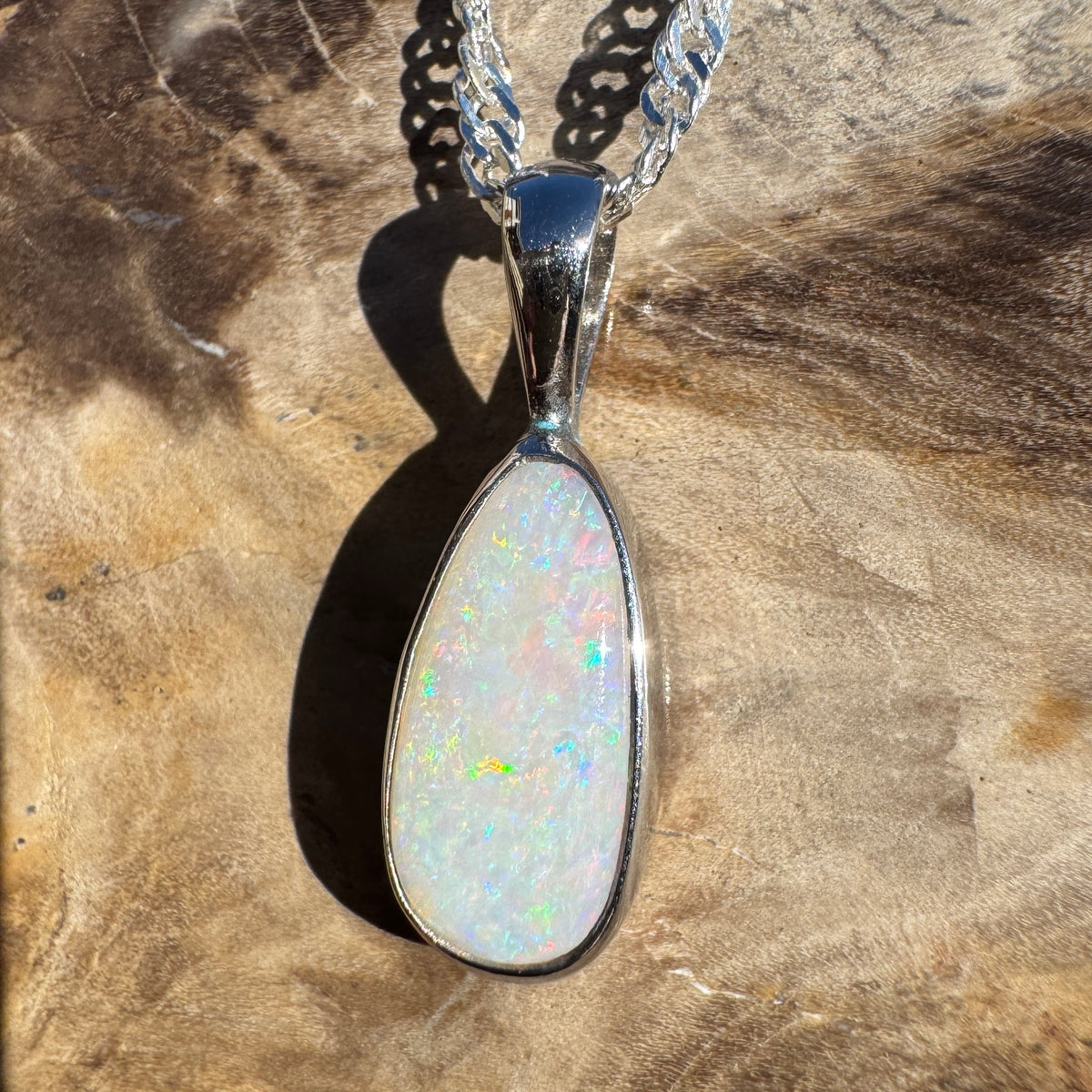 1.3ct Coober Pedy Opal Pendant Necklace ~ 'Edith Falls Mosaic' | 925 Sterling Silver | Solid Australian Opal