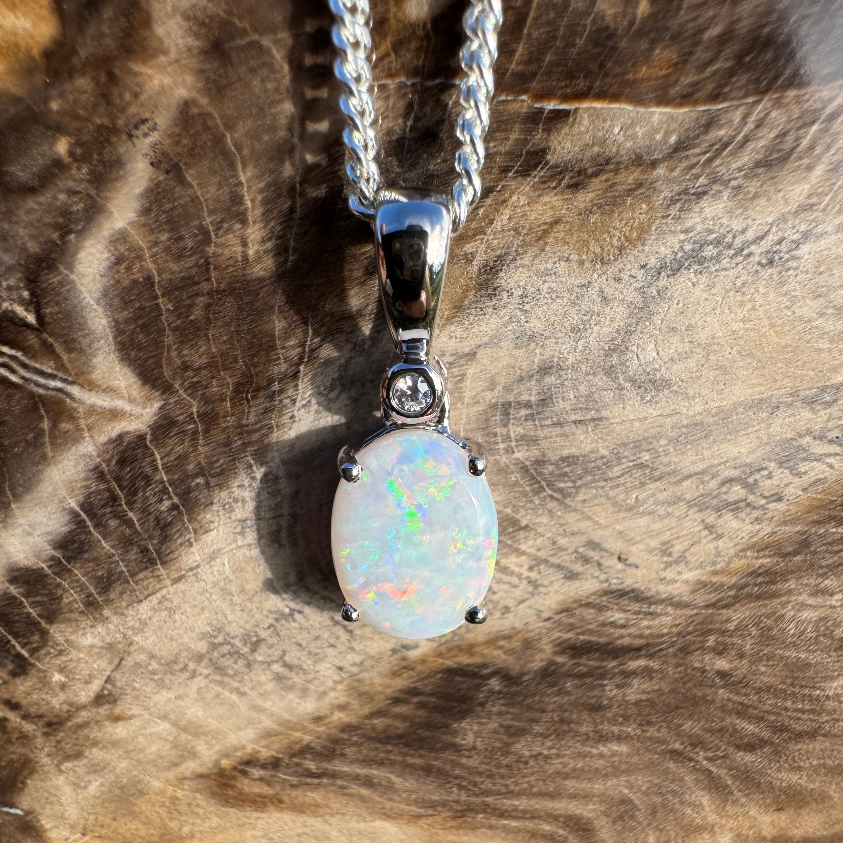 1.2ct Coober Pedy Opal Pendant Necklace ~ 'Marree Mirage' | 925 Sterling Silver | Solid Australian Opal