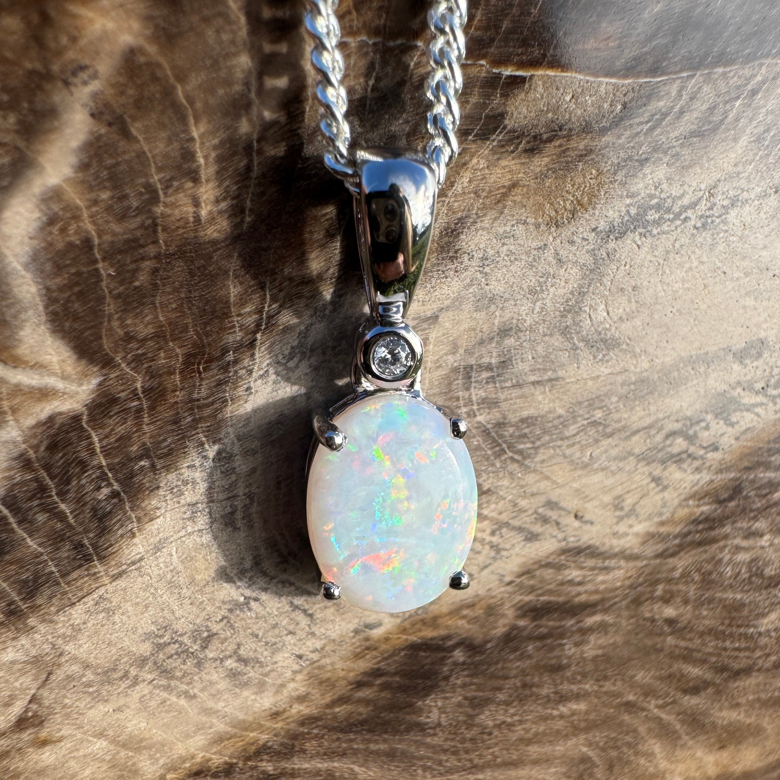 1.2ct Coober Pedy Opal Pendant Necklace ~ 'Marree Mirage' | 925 Sterling Silver | Solid Australian Opal