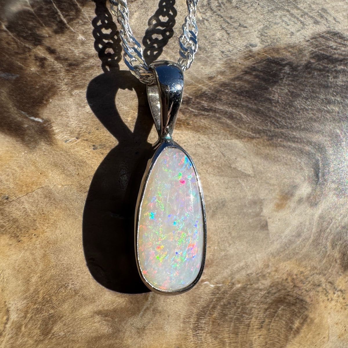 1.3ct Coober Pedy Opal Pendant Necklace ~ 'Edith Falls Mosaic' | 925 Sterling Silver | Solid Australian Opal