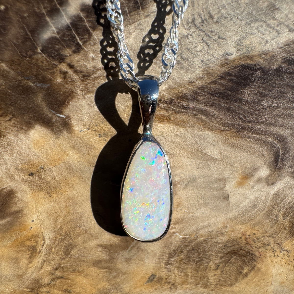 1.3ct Coober Pedy Opal Pendant Necklace ~ 'Edith Falls Mosaic' | 925 Sterling Silver | Solid Australian Opal