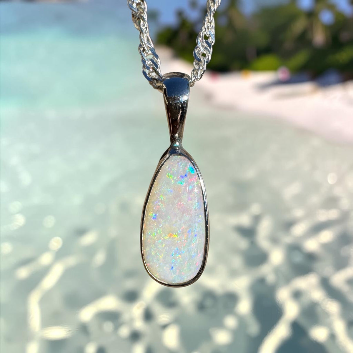 1.3ct Coober Pedy Opal Pendant Necklace ~ 'Edith Falls Mosaic' | 925 Sterling Silver | Solid Australian Opal