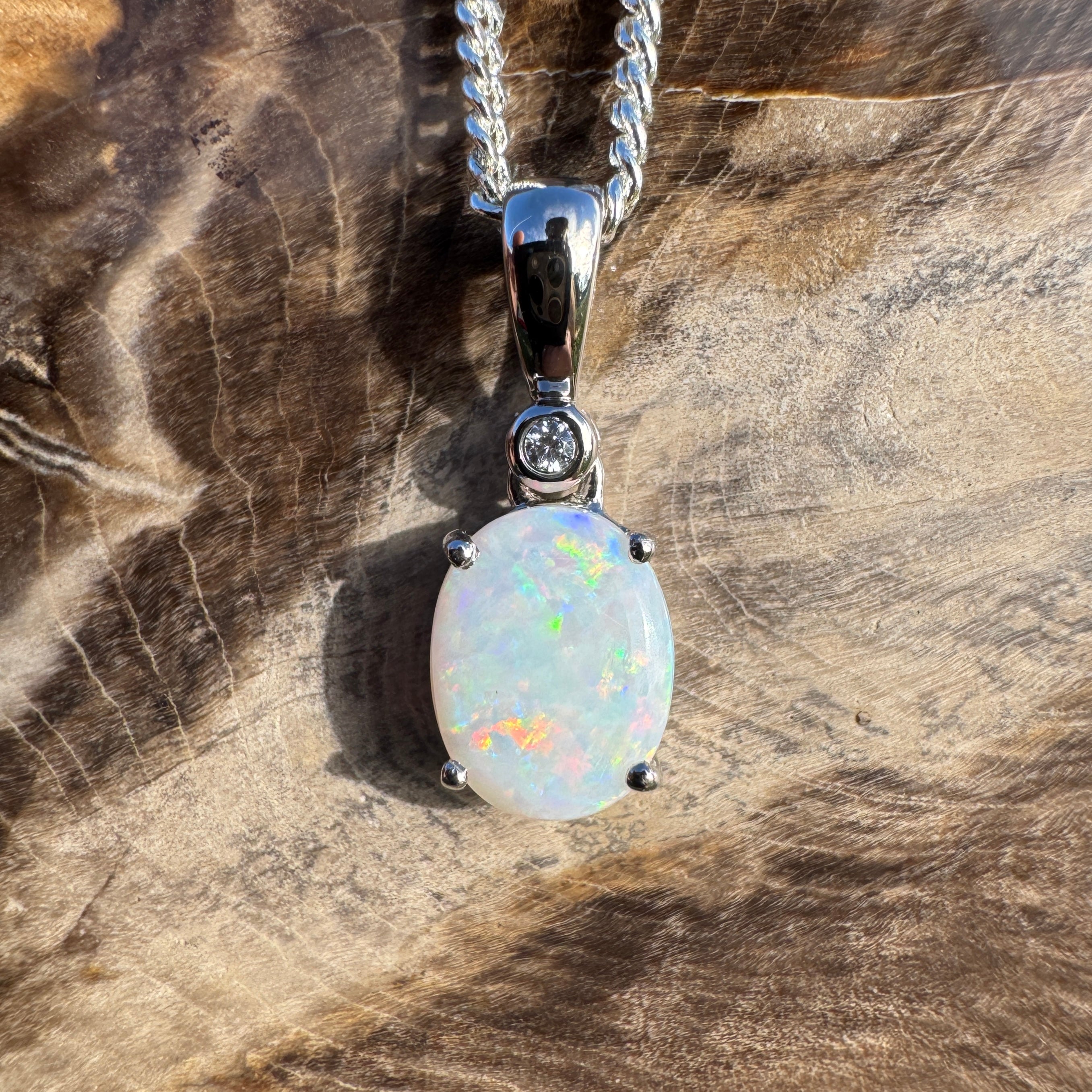 1.2ct Coober Pedy Opal Pendant Necklace ~ 'Marree Mirage' | 925 Sterling Silver | Solid Australian Opal