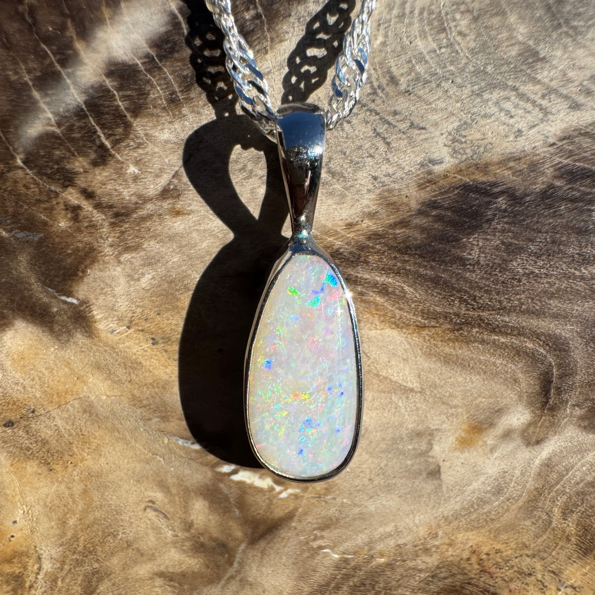 1.3ct Coober Pedy Opal Pendant Necklace ~ 'Edith Falls Mosaic' | 925 Sterling Silver | Solid Australian Opal