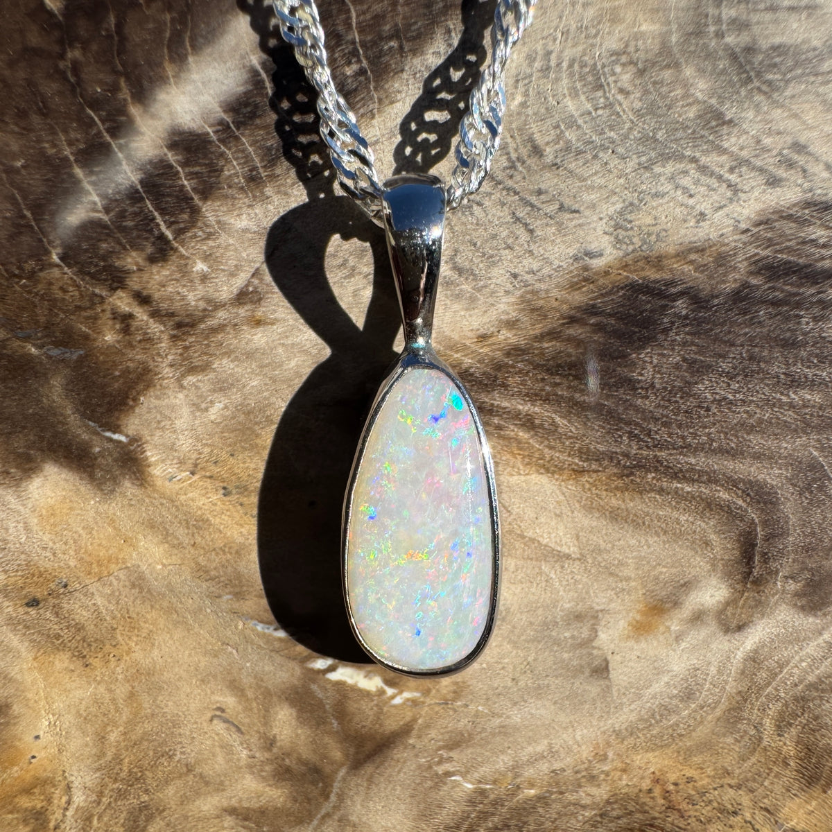 1.3ct Coober Pedy Opal Pendant Necklace ~ 'Edith Falls Mosaic' | 925 Sterling Silver | Solid Australian Opal