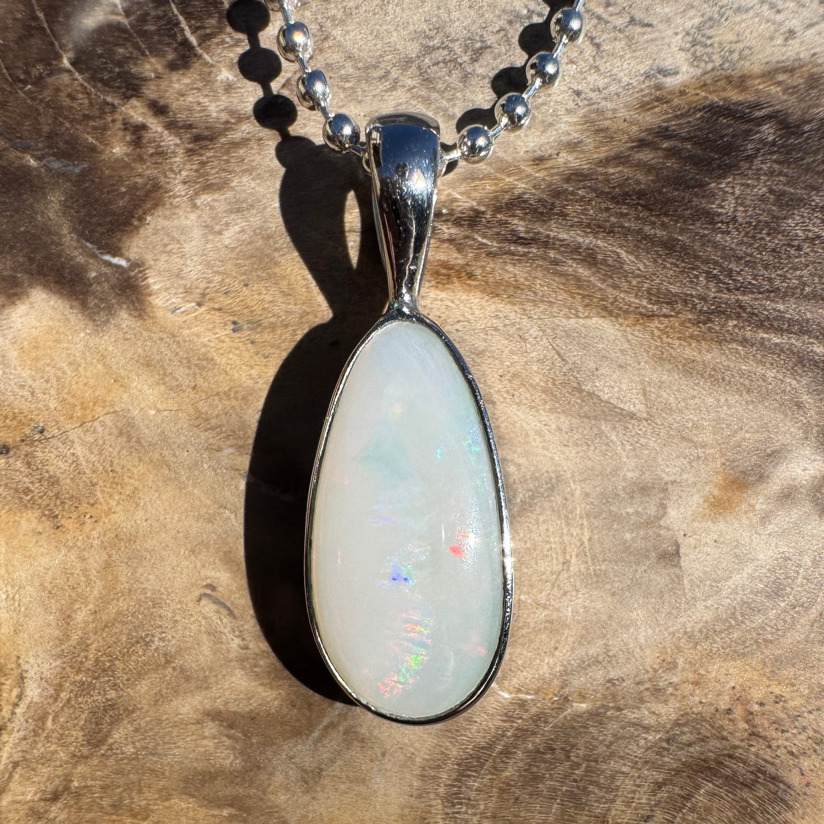 1.5ct Coober Pedy Opal Pendant Necklace ~ 'Lake Tyrrell Skies' | 925 Sterling Silver | Solid Australian Opal