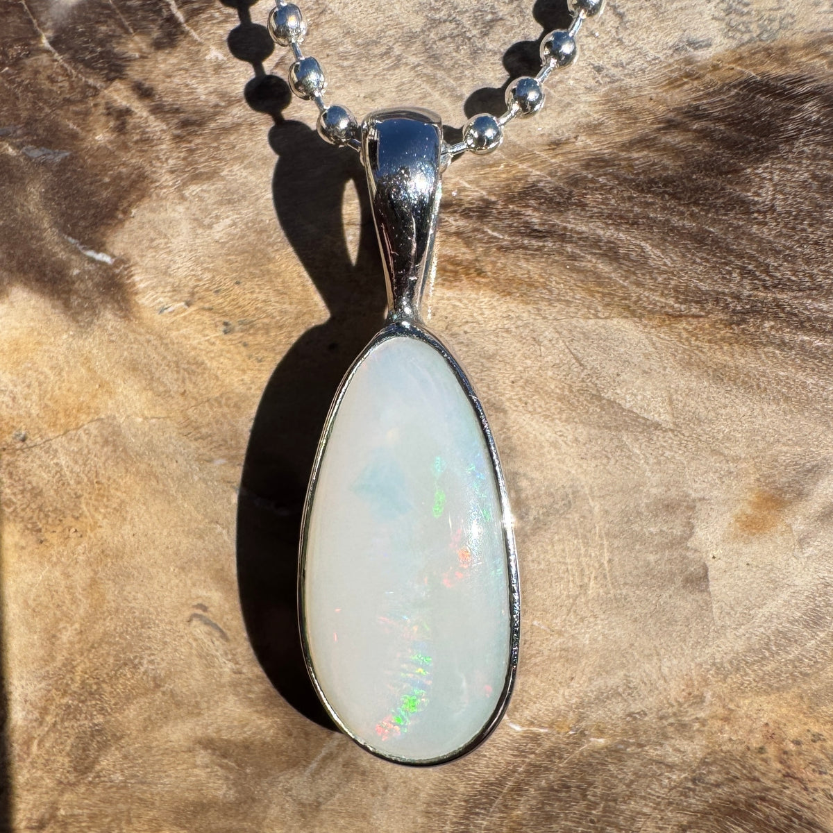 1.5ct Coober Pedy Opal Pendant Necklace ~ 'Lake Tyrrell Skies' | 925 Sterling Silver | Solid Australian Opal