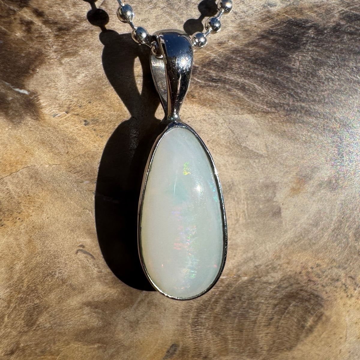1.5ct Coober Pedy Opal Pendant Necklace ~ 'Lake Tyrrell Skies' | 925 Sterling Silver | Solid Australian Opal