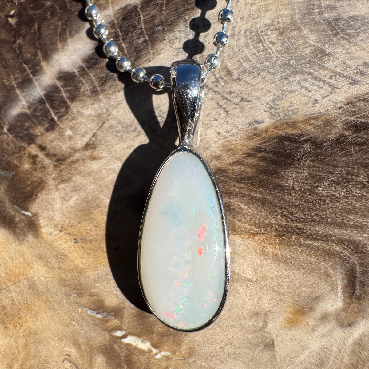 1.5ct Coober Pedy Opal Pendant Necklace ~ 'Lake Tyrrell Skies' | 925 Sterling Silver | Solid Australian Opal