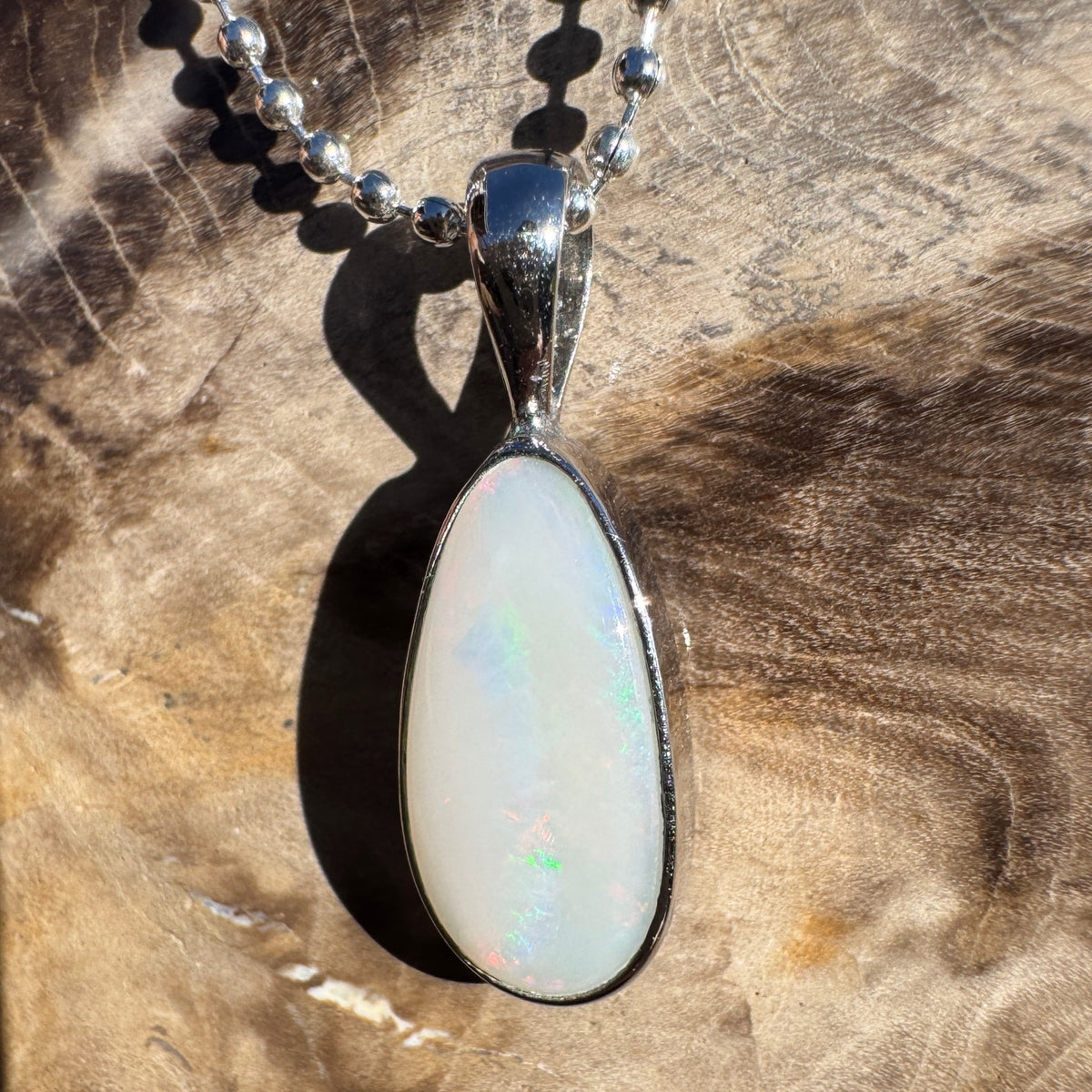 1.5ct Coober Pedy Opal Pendant Necklace ~ 'Lake Tyrrell Skies' | 925 Sterling Silver | Solid Australian Opal