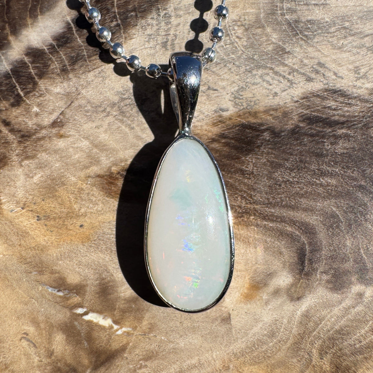 1.5ct Coober Pedy Opal Pendant Necklace ~ 'Lake Tyrrell Skies' | 925 Sterling Silver | Solid Australian Opal