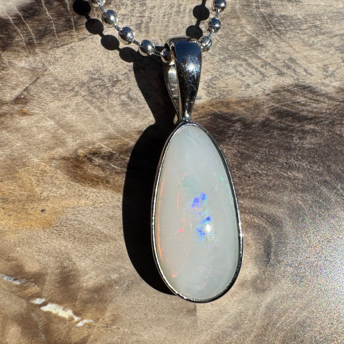 1.5ct Coober Pedy Opal Pendant Necklace ~ 'Lake Tyrrell Skies' | 925 Sterling Silver | Solid Australian Opal